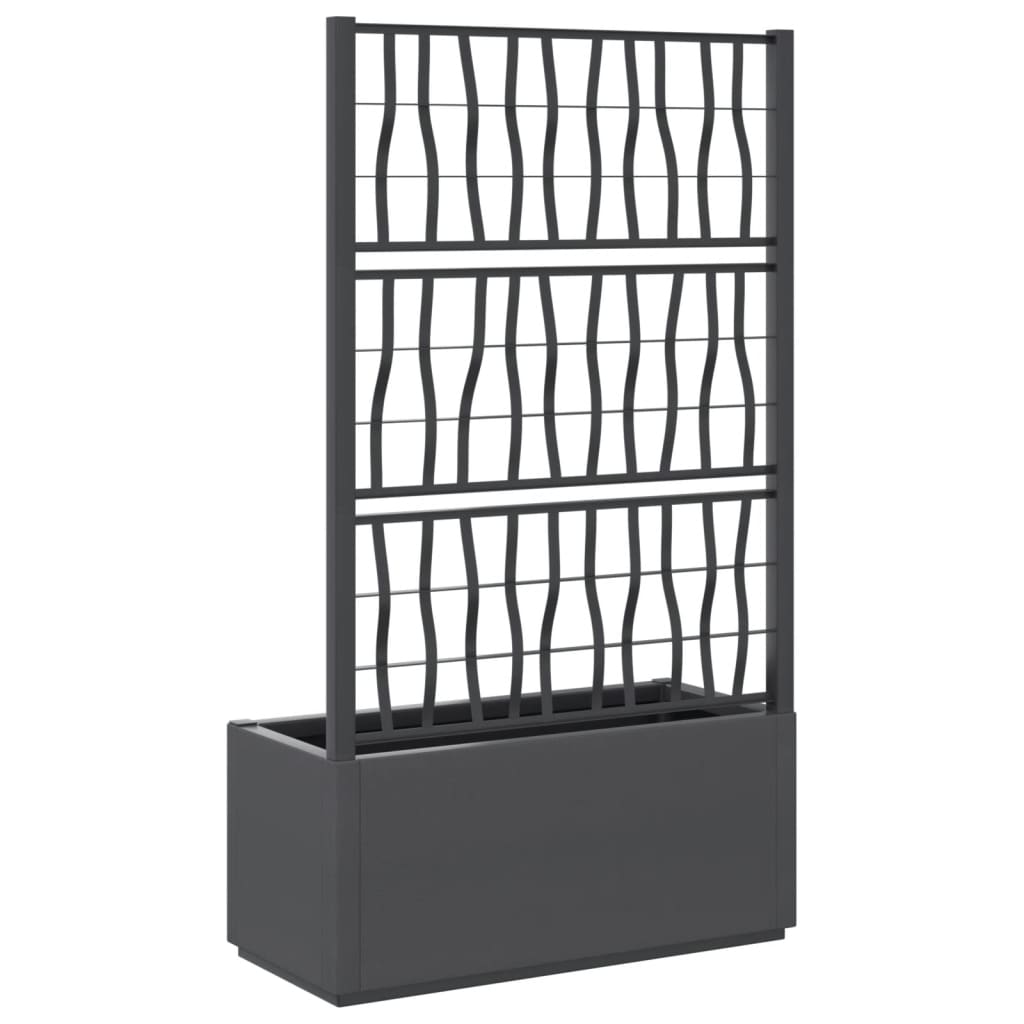 Jardinière, Pot de fleur，Bac à fleurs avec treillis gris foncé 80x36x140 cm PP CFW36021 - 5