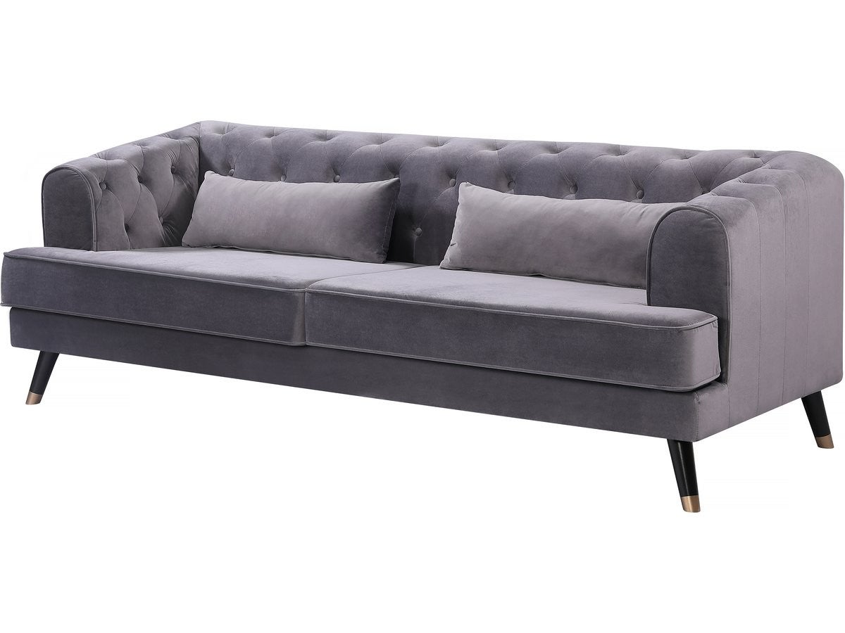 Naprawiono aksamitna sofe "Gloria" - 216 x 86 x 76 cm - 3 miejsca - Szary