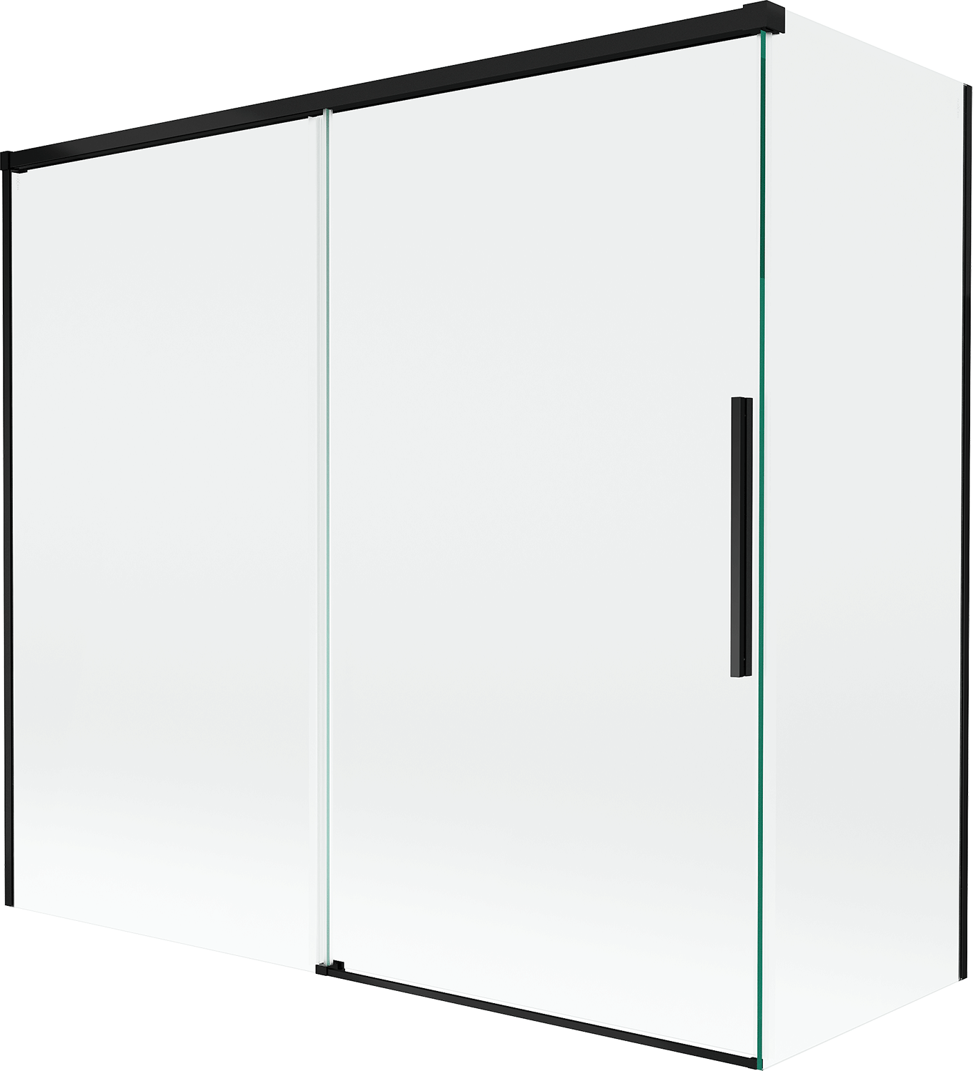 Mexen Rox parawan nawannowy 2-skrzydłowy rozsuwany 170 + 70 x 150 cm, transparent, czarny - 8C9-170-070-70-00