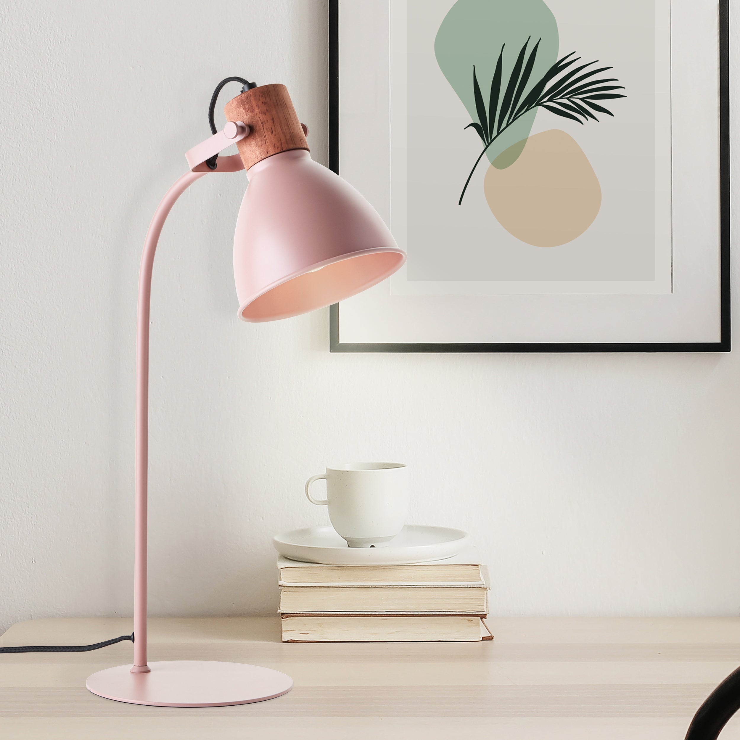 Brilliant Erena lampa stołowa 52cm jasnoróżowy metal/drewno włącznik sznurkowy 1x A60, E27, 40 W, pasuje do zwykłej żarówki (brak w zestawie) - 7