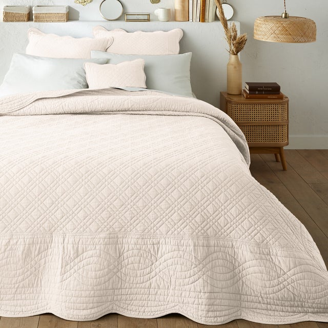 Boutis matelassé coton, Scenario - Blanc écru - 150 x 150 cm