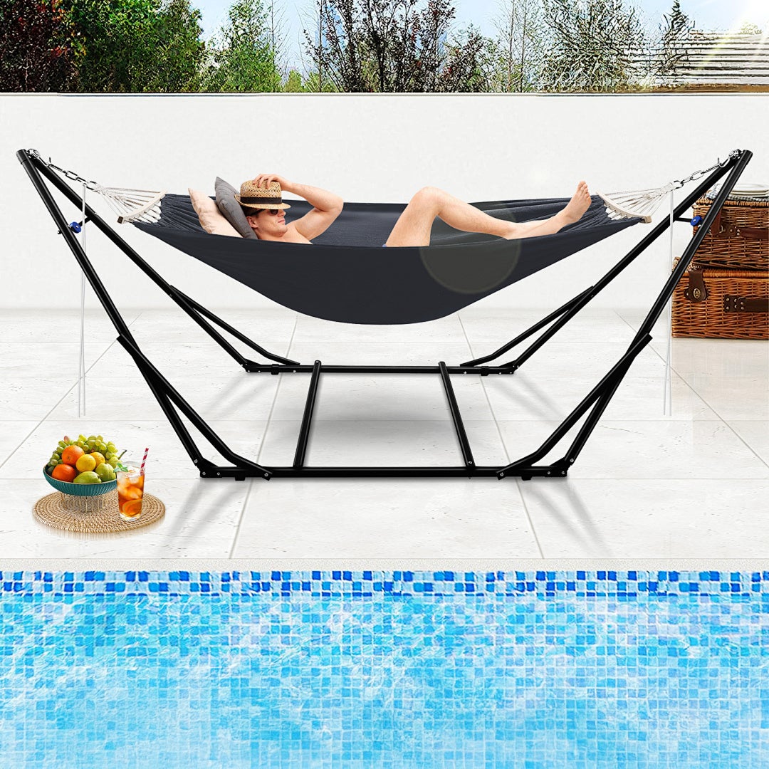 Hamac avec structure pliable – Charge maximale 150 kg – Idéal pour les loisirs le jardin et la terrasse - 9