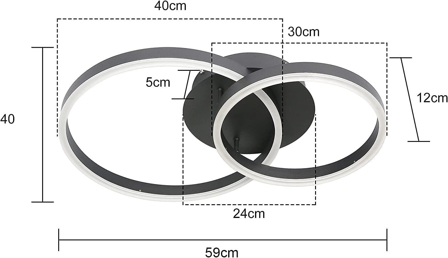 NETTLIFE Lampa sufitowa LED 46W z możliwością przyciemniania nowoczesny design lampa do salonu z pilotem do sypialni kuchnia - 5