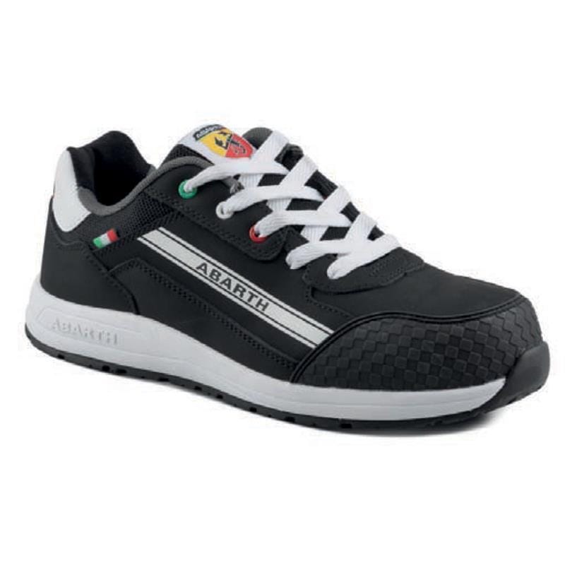 ABARTH SAFETY 595, Calzado de Seguridad | Piel de Ante y Mesh | Hidrorepelente | Puntera de Fibra de Vidrio| Color Negro 43EU