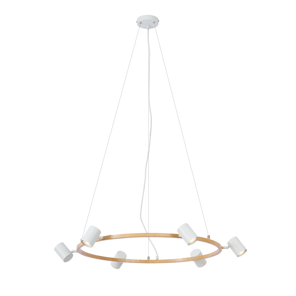Inteligentna lampa wisząca drewniana z białymi okrągłymi 6-punktowymi światłami z WiFi GU10 - Jeana Circle