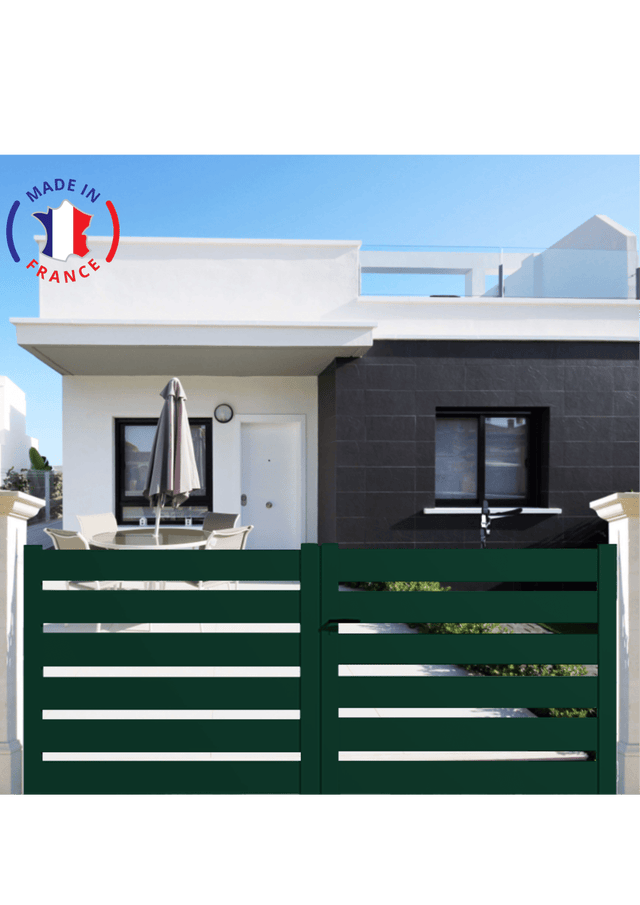Portail aluminium battant SAH en kit dimensions L.3000 (entre piliers) x H.1500 mm Couleurs Vert (RAL 6005)