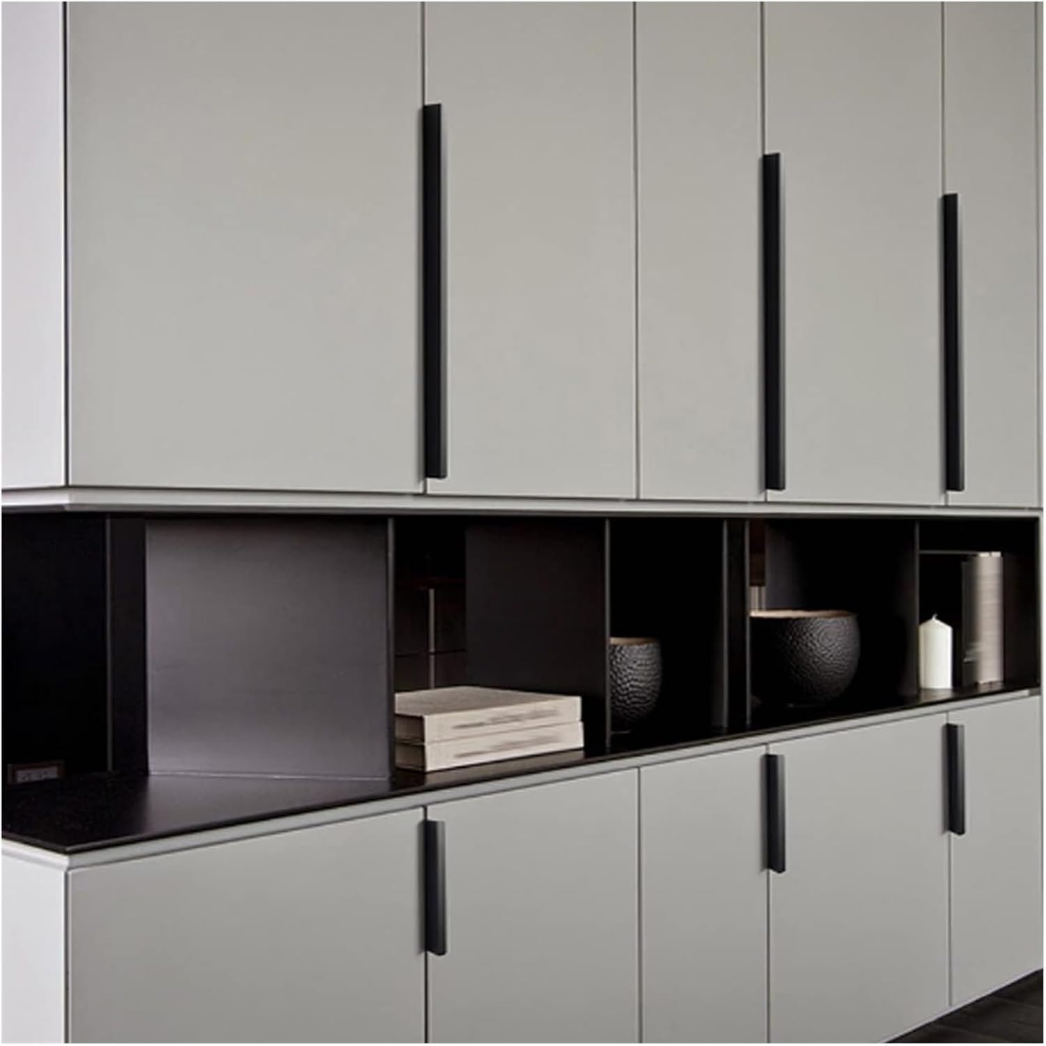 Poignée invisible – idéale pour différents styles d'armoires, tiroirs, placards et meubles – 1 pièce, noire, 150 mm - 3