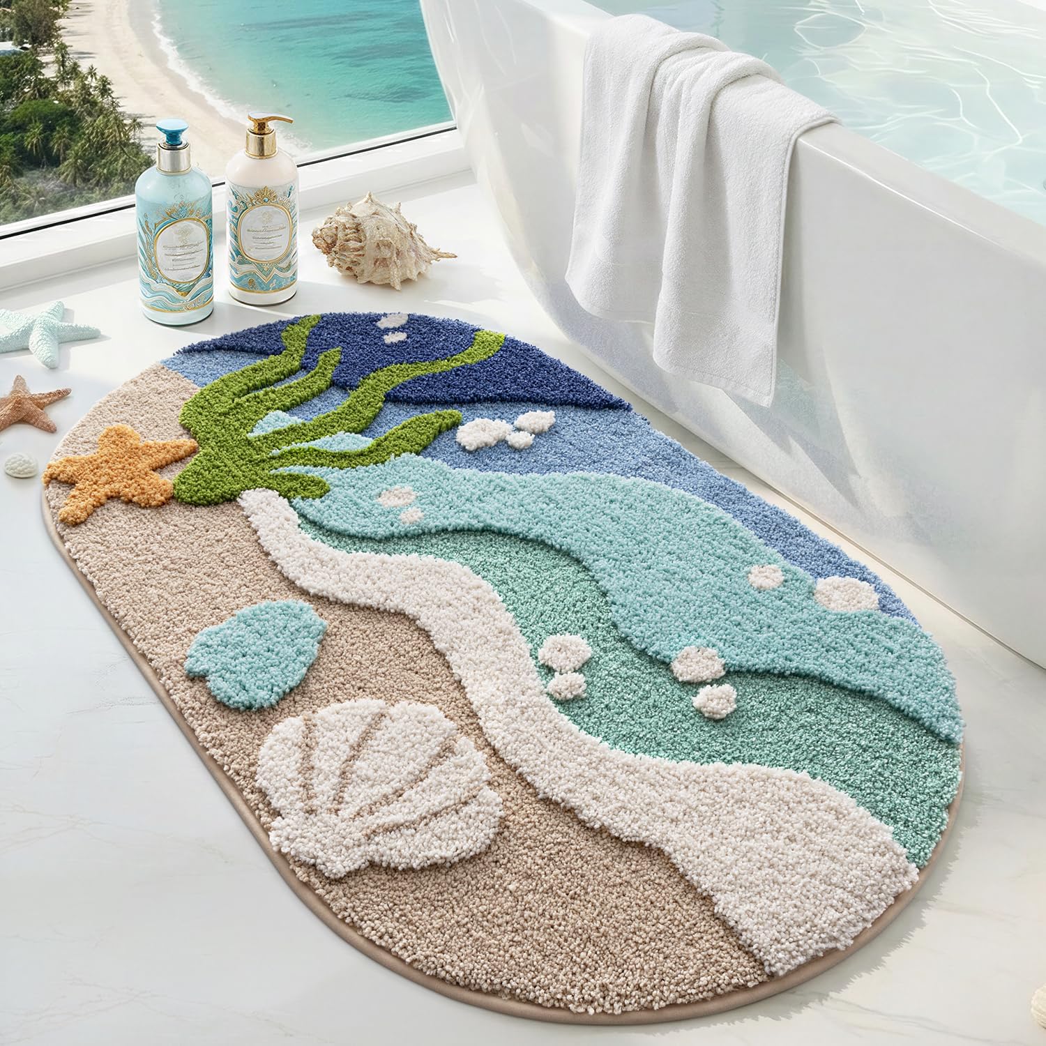 Tapis Salle de Bain Antidérapant 40 x 60 cm, Ovale Tapis Douch ...