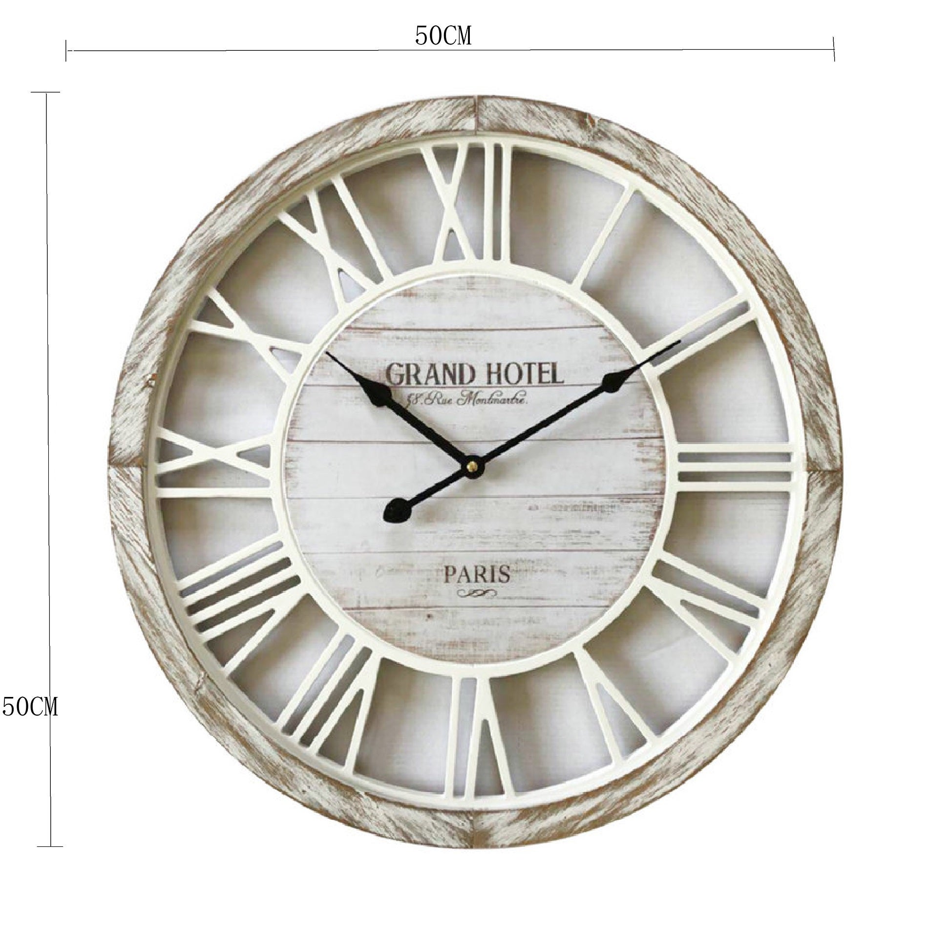 Horloge Mobili Rebecca Salon Horloge Murale Shabby Vintage Bois Blanc 50x50x4,5 - 3