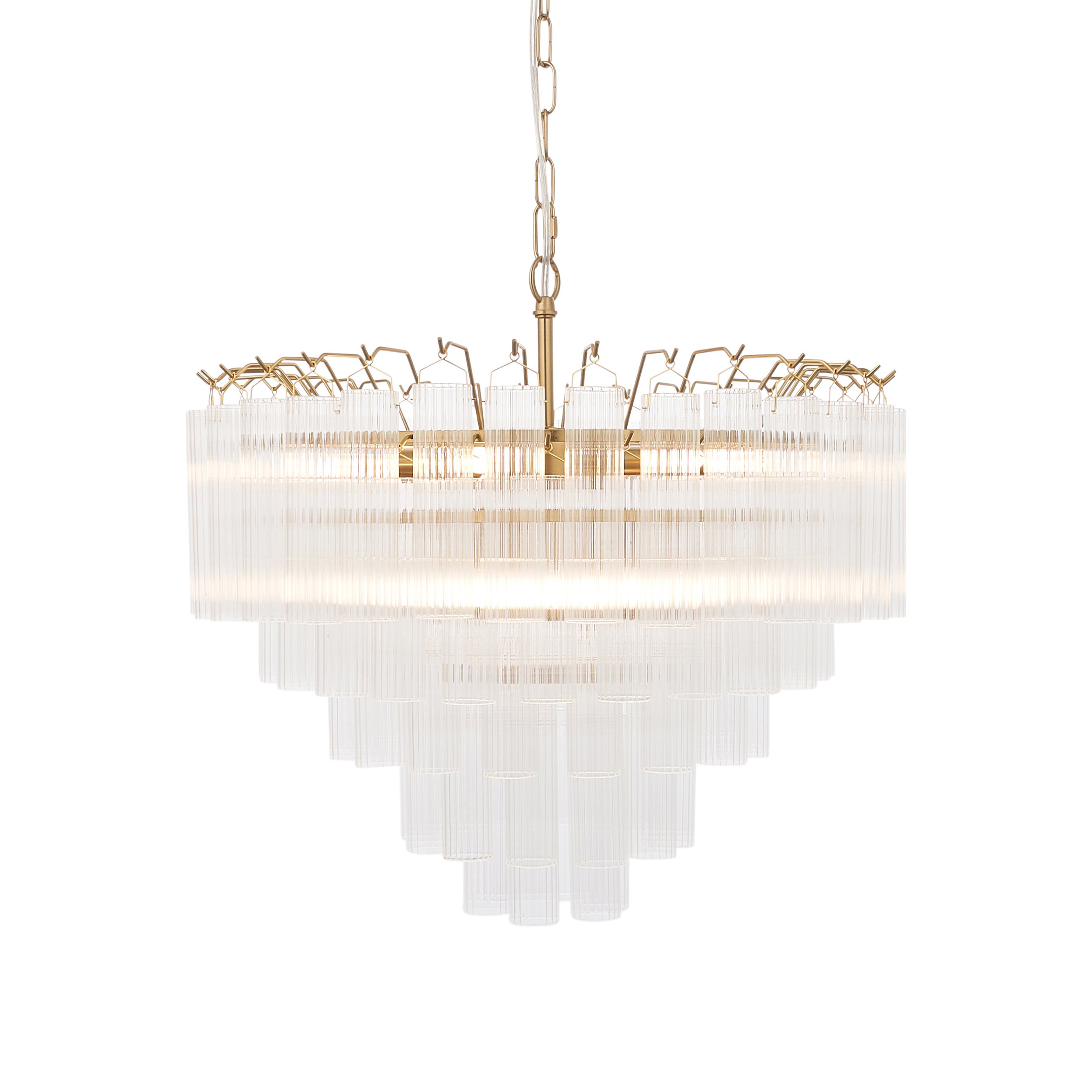 Lampa wisząca TOULOUSE satynowa mosiężna 12xG9x15W szkło wym:196x50x50cm IP20 Endon