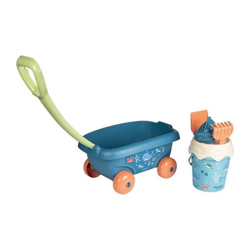 Chariot De Plage Frozen - Set Complet Avec Seau, Pelle, Râteau, Tamis Et Moule à Sable - Pour Enfants Dès 18 Mois