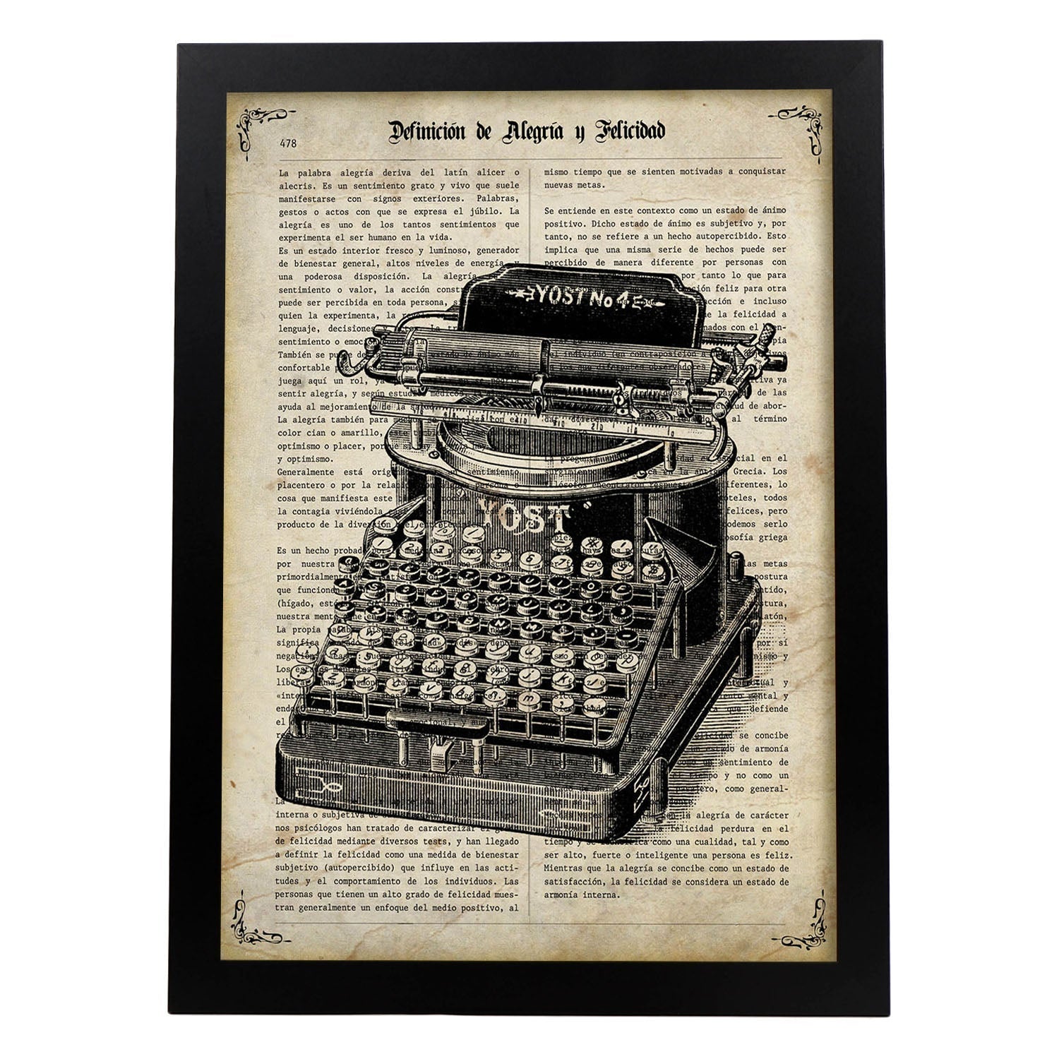 Affiches D'objets Vintage L'expression Vintage Vole Avec Des Images D'objets Vintage Avec Des Définitions En Espagnol Cadre En Bois Clair A3 - 3