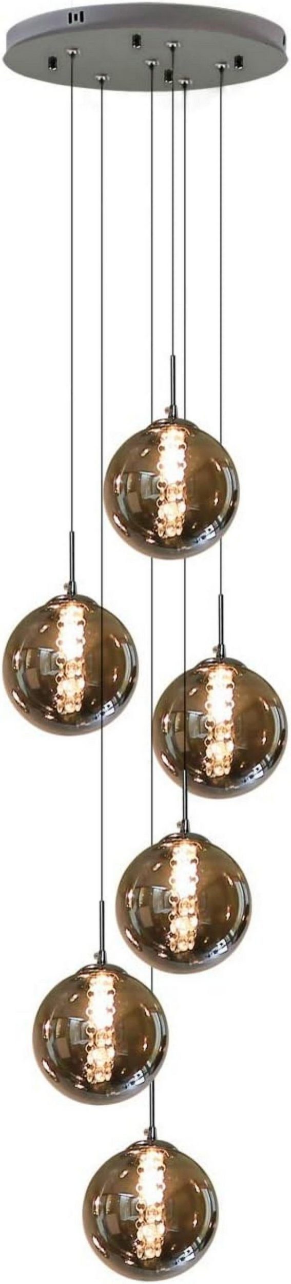 NETTLIFE Suspension G9 verre gris Diam.31cm 6 ampoules couleur cuisine salon lampe chambre lampe couloir - 3