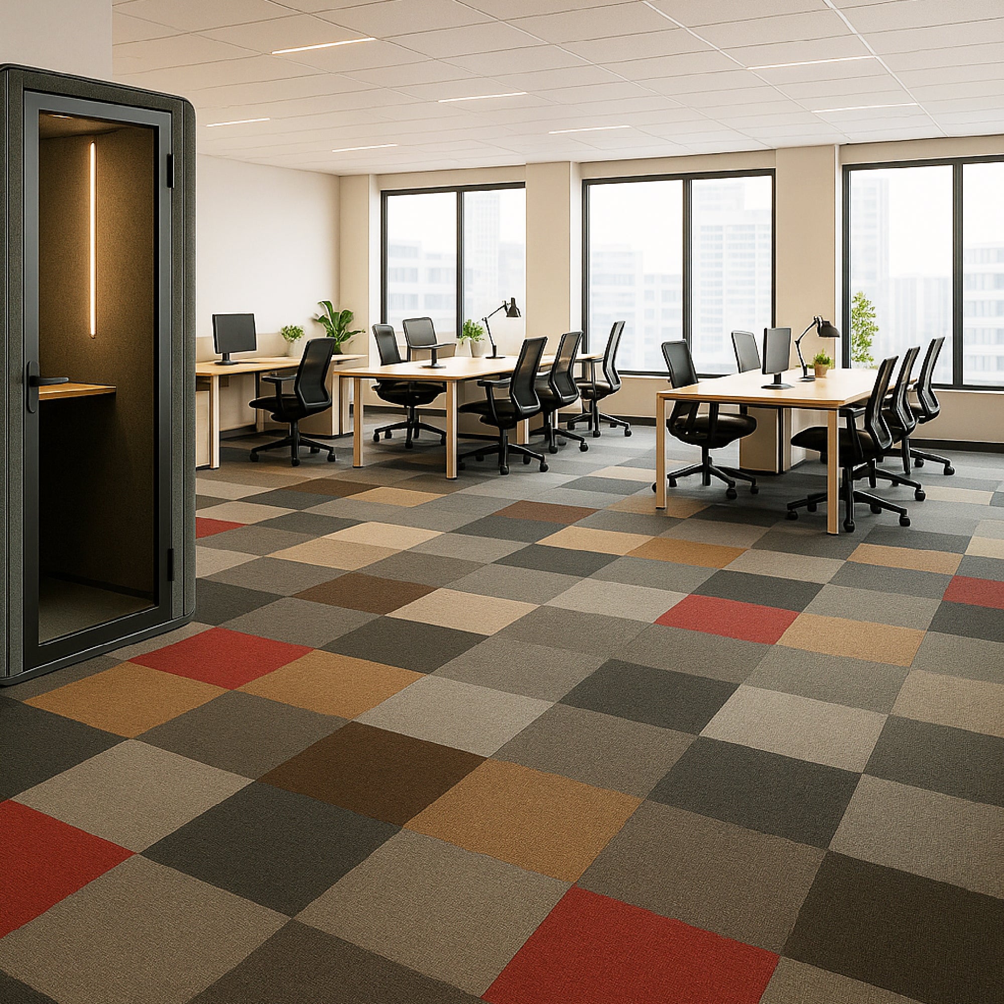 Panel Moqueta Acústico Textil Modular Marrón 50x50 cm | Pack 20 uds (5 m²) | Reciclado, Antideslizante y Suave | Modelo Eco Resonance - 6