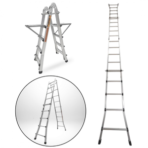 Scala Telescopica 5m In Alluminio - Piehevole Con Ganci Tetto, Portatile, Carico 150kg EN131 - Foto 4