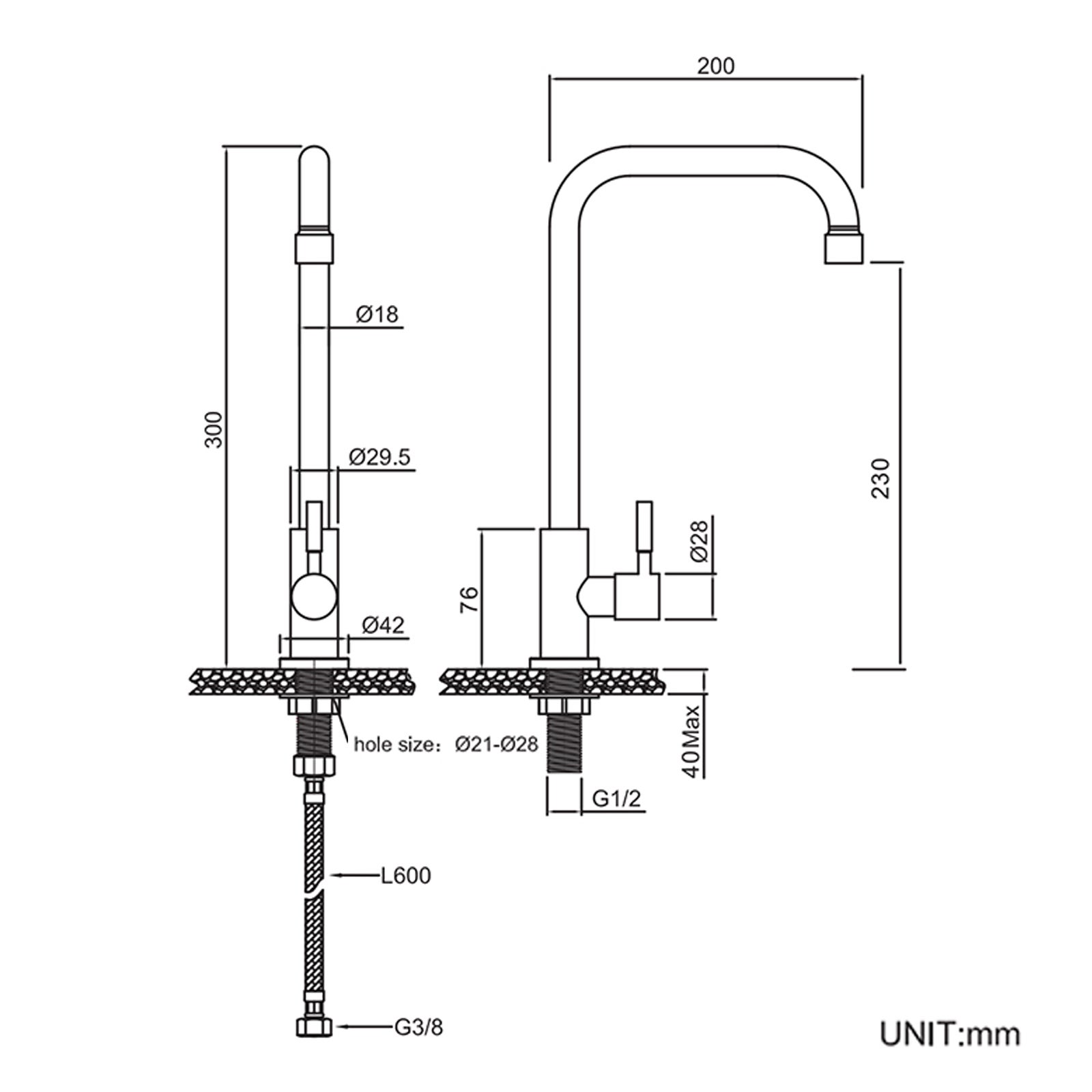 Auralum MAX Rubinetto da cucina ad acqua fredda, girevole a 360°, rubinetto per lavello ad acqua fredda leva singola, acciaio inossidabile-Spazzolato - 4
