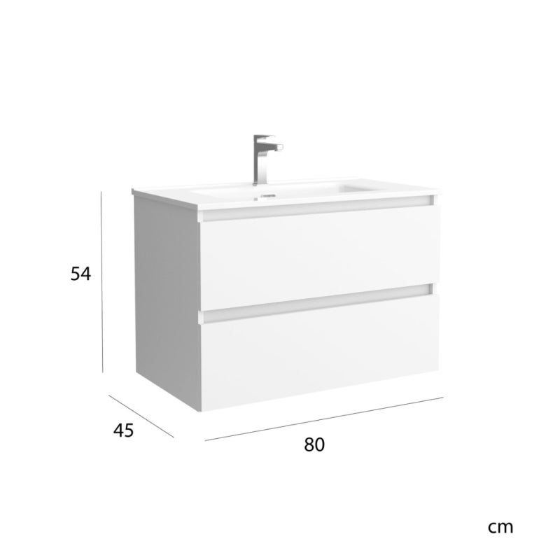 Móvel de banho Bequia 80 cm Branco Mate | Lavatório em porcelana - 5