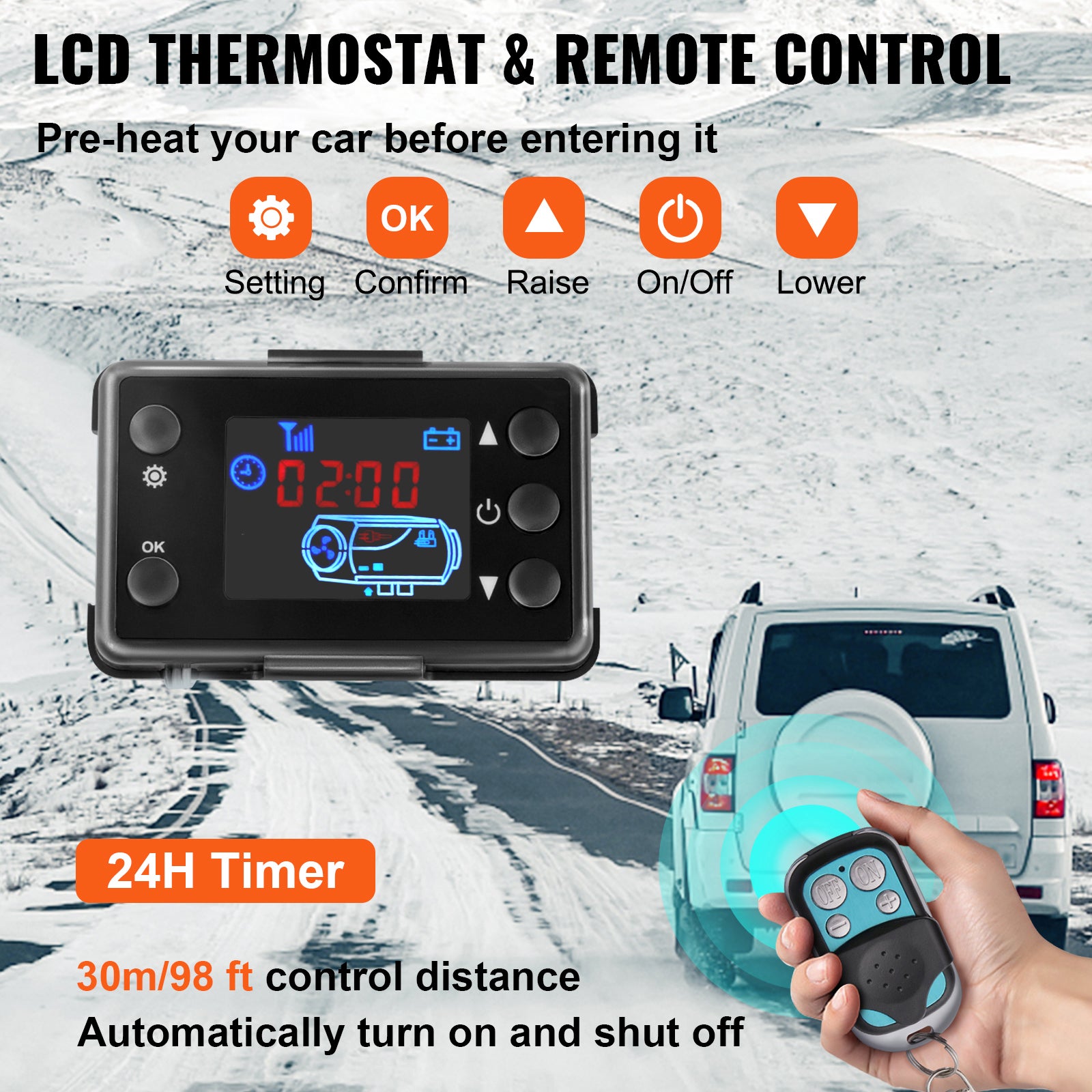 Chauffage à air diesel SucceBuy 12 V 5 kW avec interrupteur LCD, chauffage stationnement silencieux pour camping-cars, remorques, camions et bateaux - 7