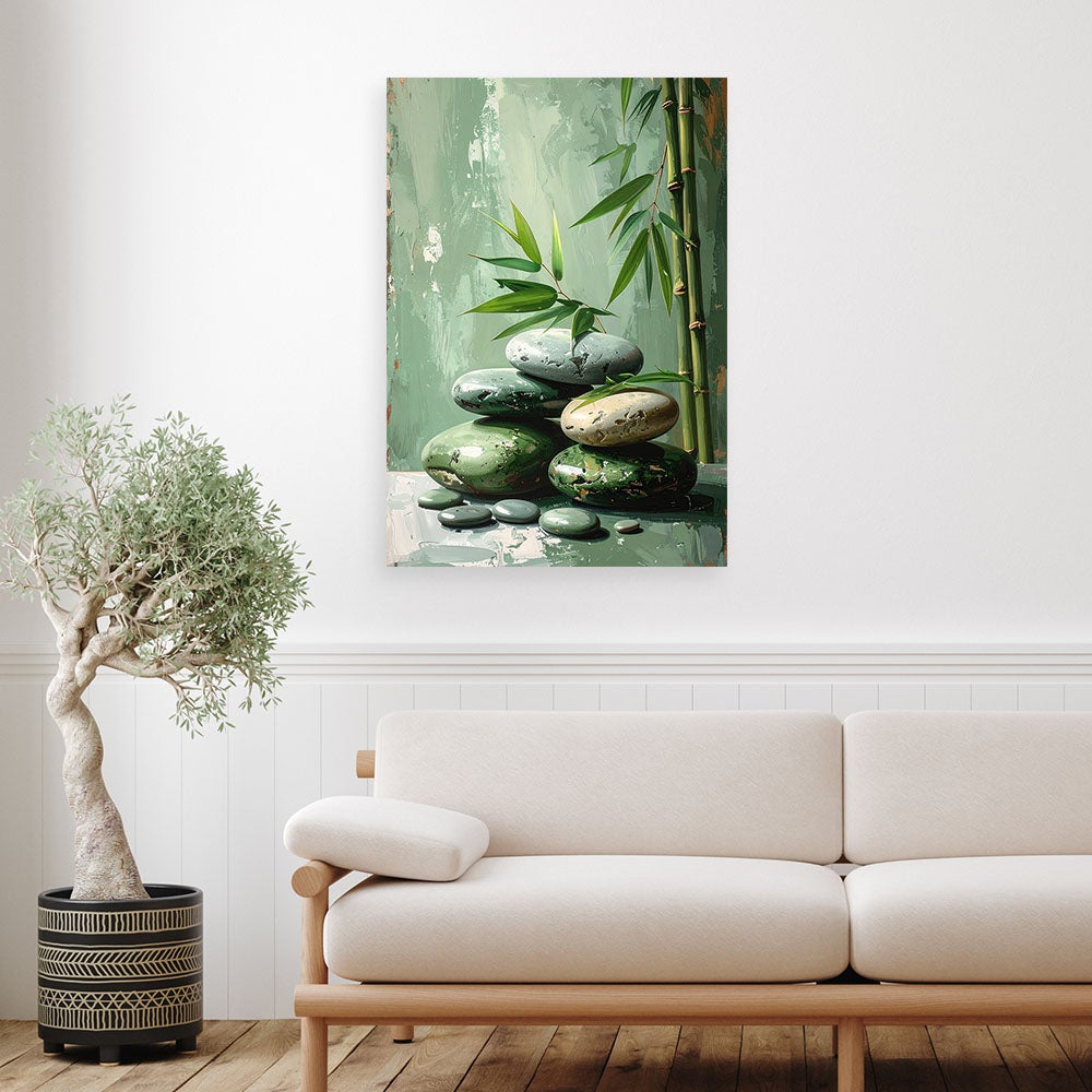 Obraz do salonu sypialni biura, Kamienie zen spa bambus imitacja farby 40x60 - 2