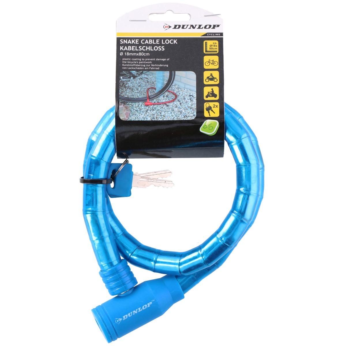 Zapięcie rowerowe spiralne na klucz 80 cm Dunlop niebieskie