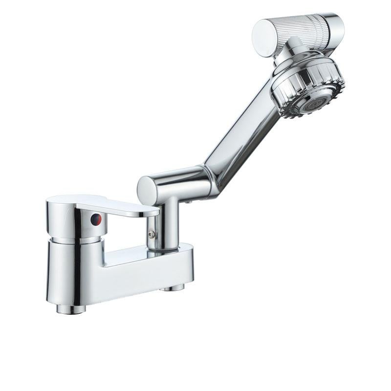 Kran z ramieniem robotycznym, kran z ciepłą i zimną wodą do umywalki, kran zlewozmywakowy, obrotowy, dwa tryby przepływu wody, (srebrny)