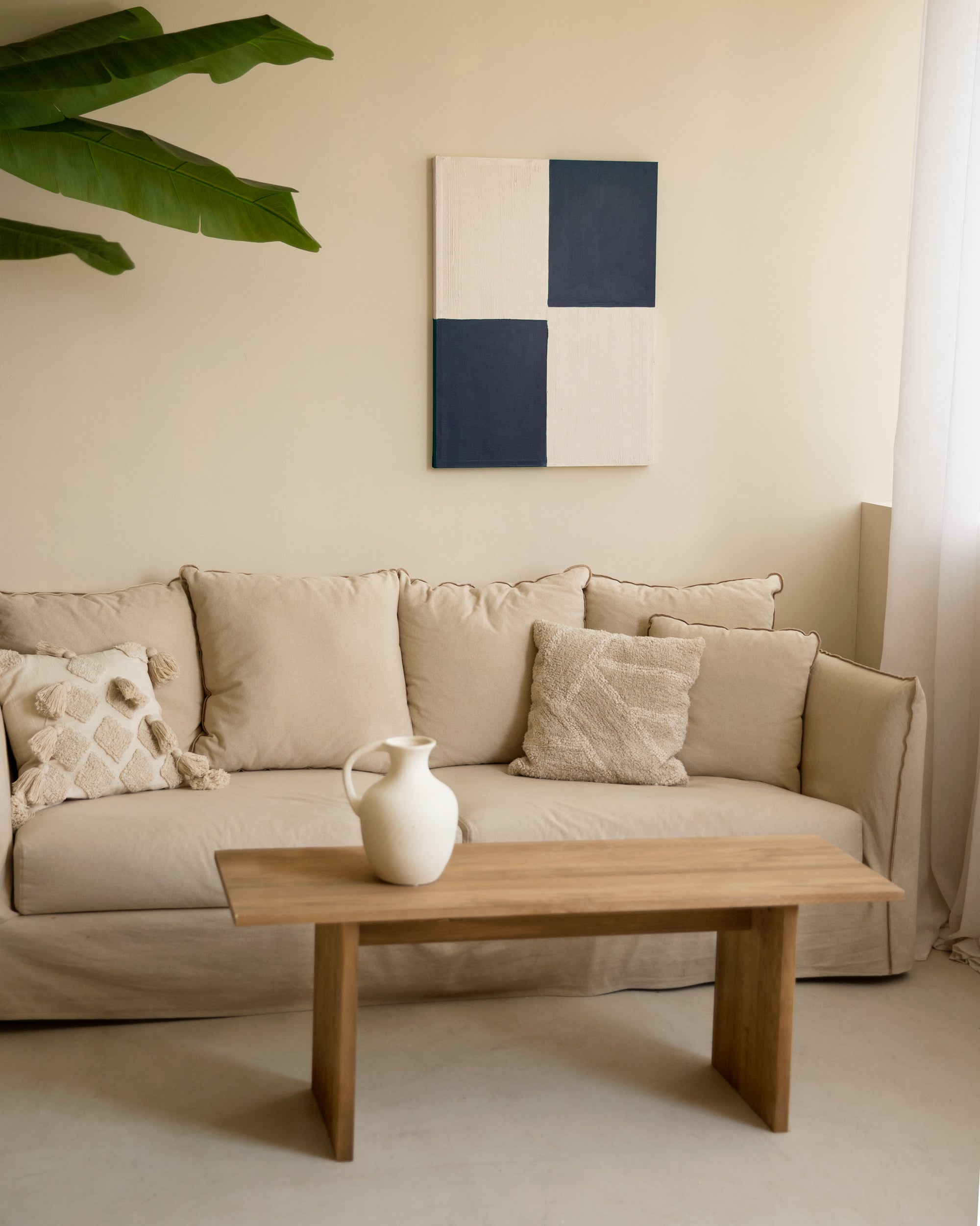 PRISMA - Tableau décoratif sur toile de coton avec cadre en bois marron clair peint à la main à la peinture à l'huile 80x60cm - DECOWOOD - 2