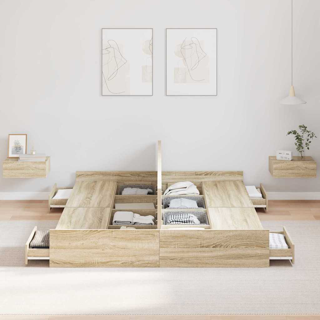 Cadre de lit avec rangement chêne 140 x 200 cm - 3