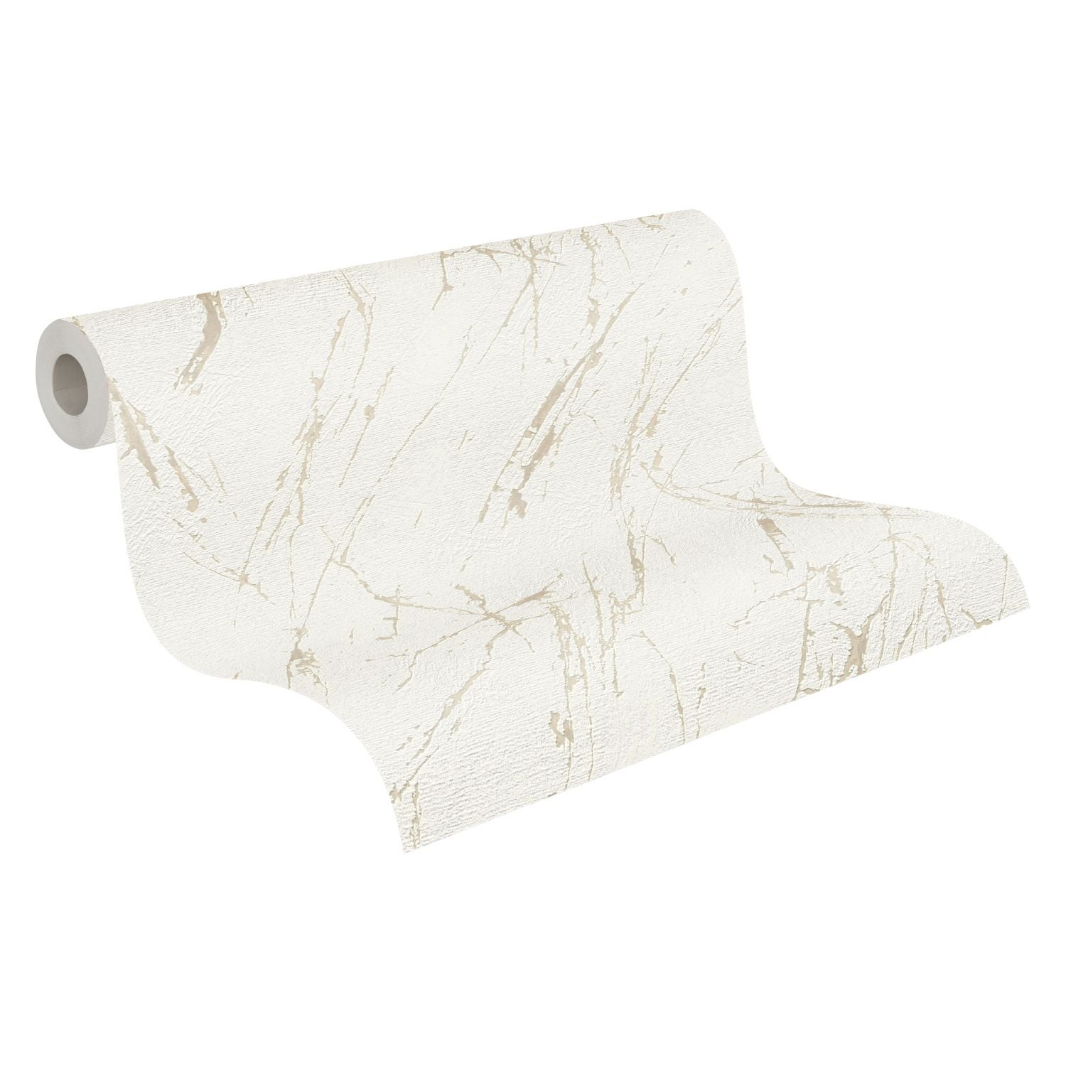Tapeta marmur białym,szampańskiego beżuImetalicznym - 53 cm x 10.05 m - A.S. CRÉATION