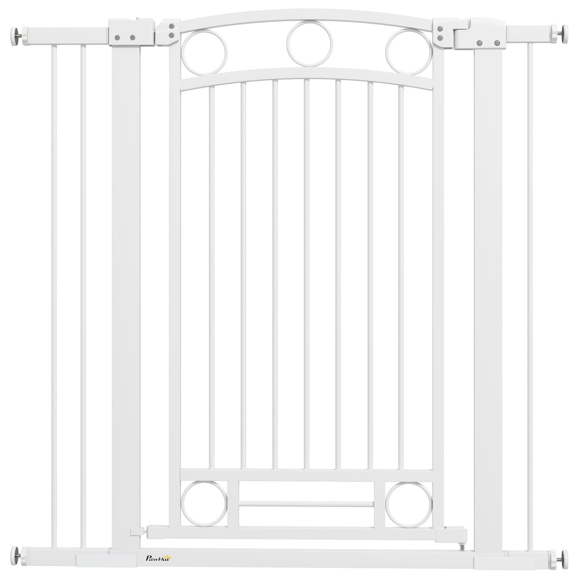 PawHut Barrière De Sécurité Extensible Barrière Pour Animaux De Compagnie à Fermeture Automatique Avec Double Système De Verrouillage Et 2 Extensions