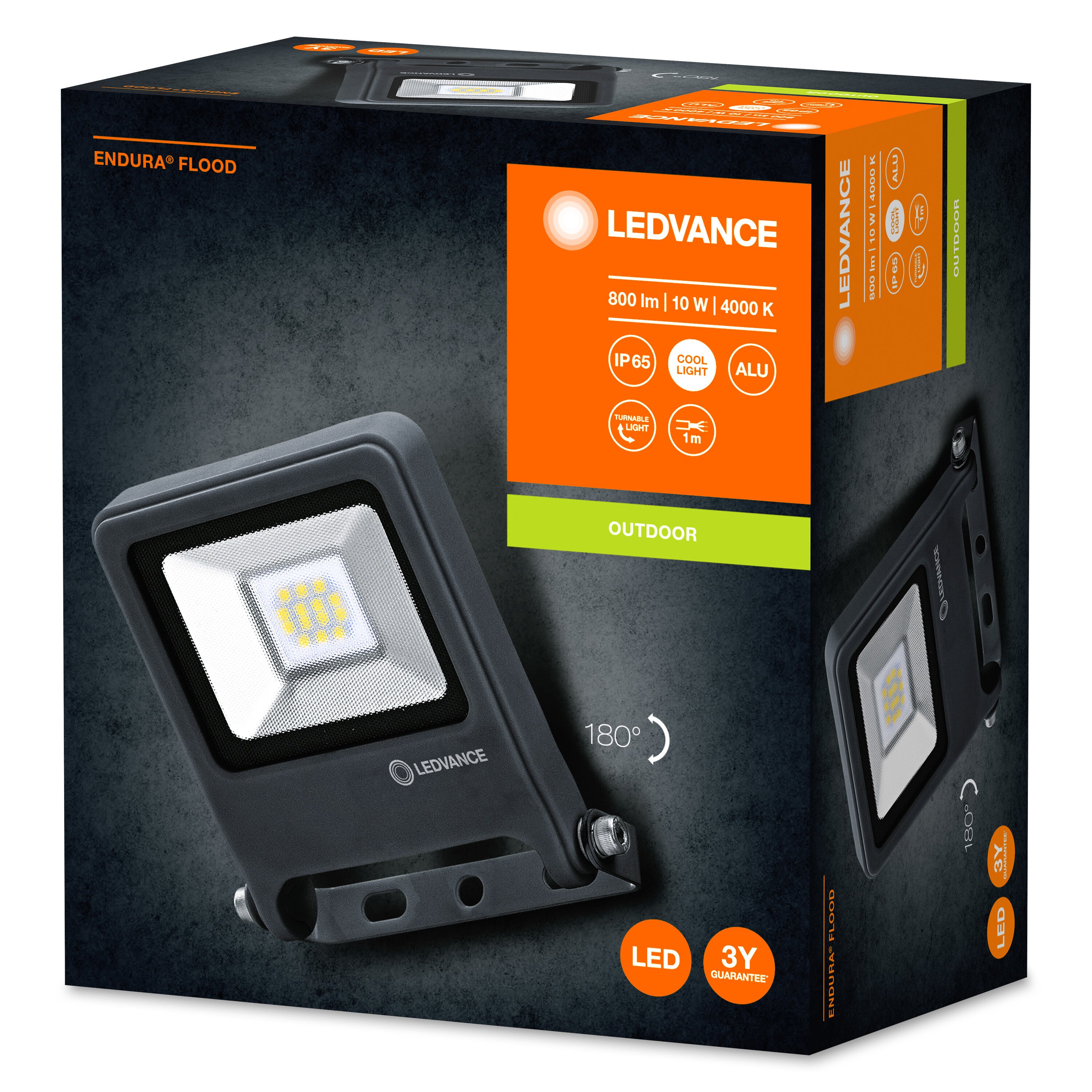 LEDVANCE Fluter LED pour mur, ENDURA® FLOOD Cool White / 10 W, 220…240 V, Angle de rayonnement: 120°, Cool White, 4000 K, Matériau: aluminium, IP65 - 2
