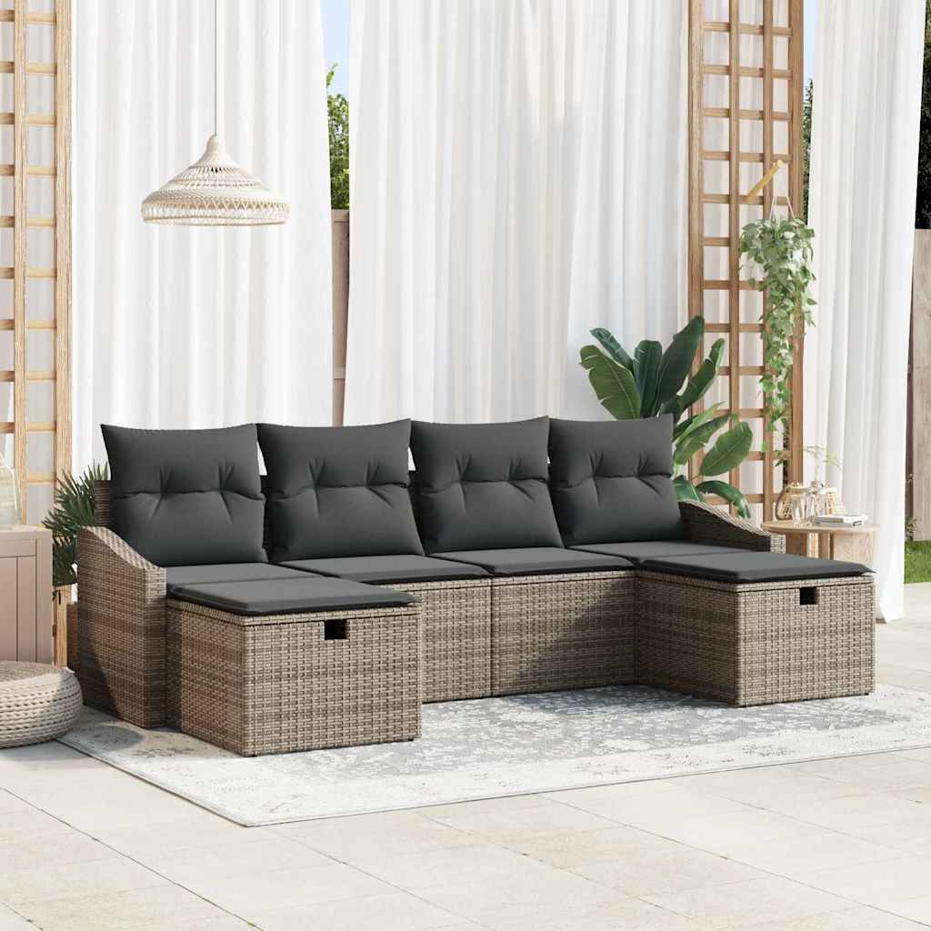 Zestaw Sof z poduszką 6 pcs polirattan vidaXL