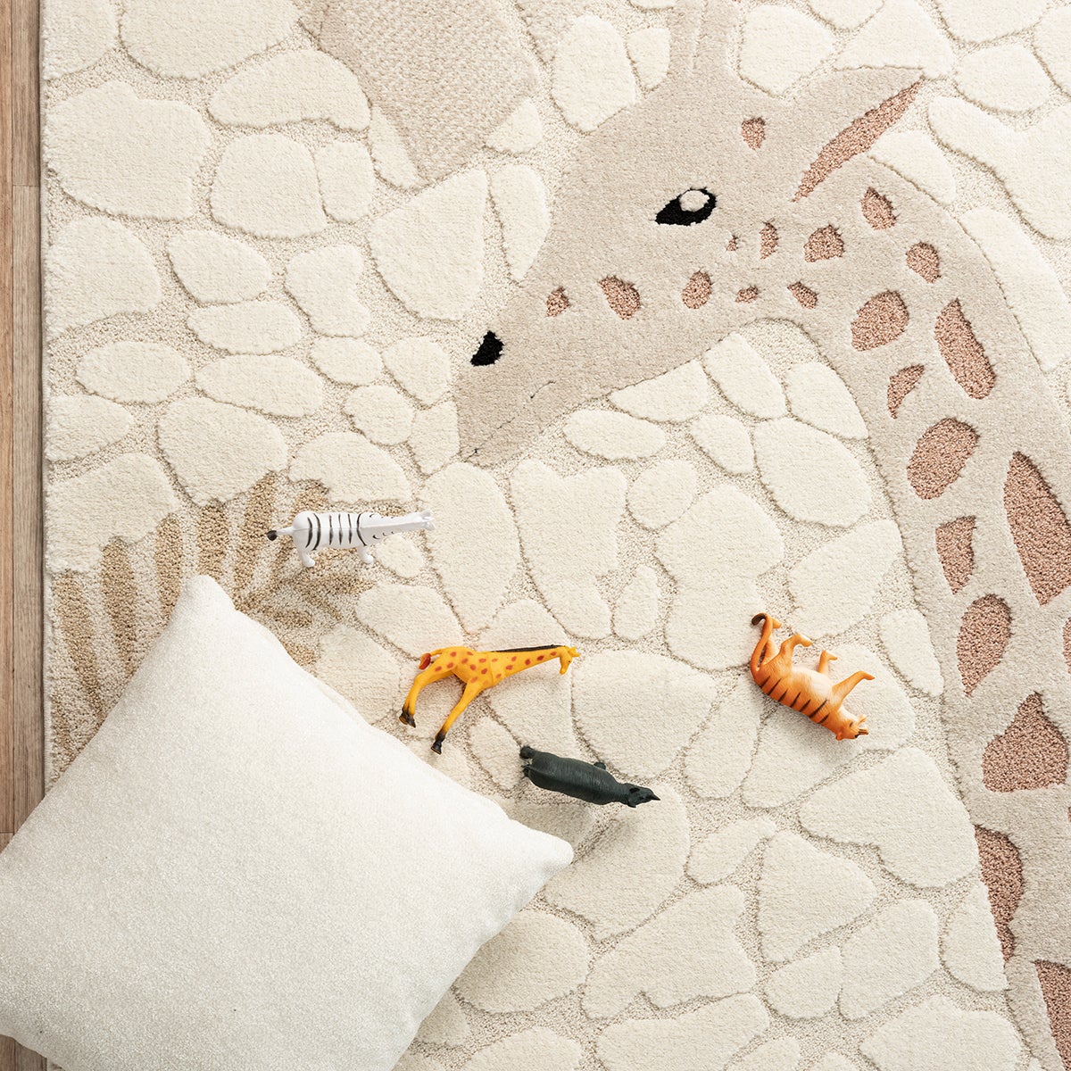 the carpet Jungle Kids tapis pour chambre d'enfant, tapis pour enfant, effet 3D, facile d'entretien, résistant, Crème, 200 x 290 cm - 3