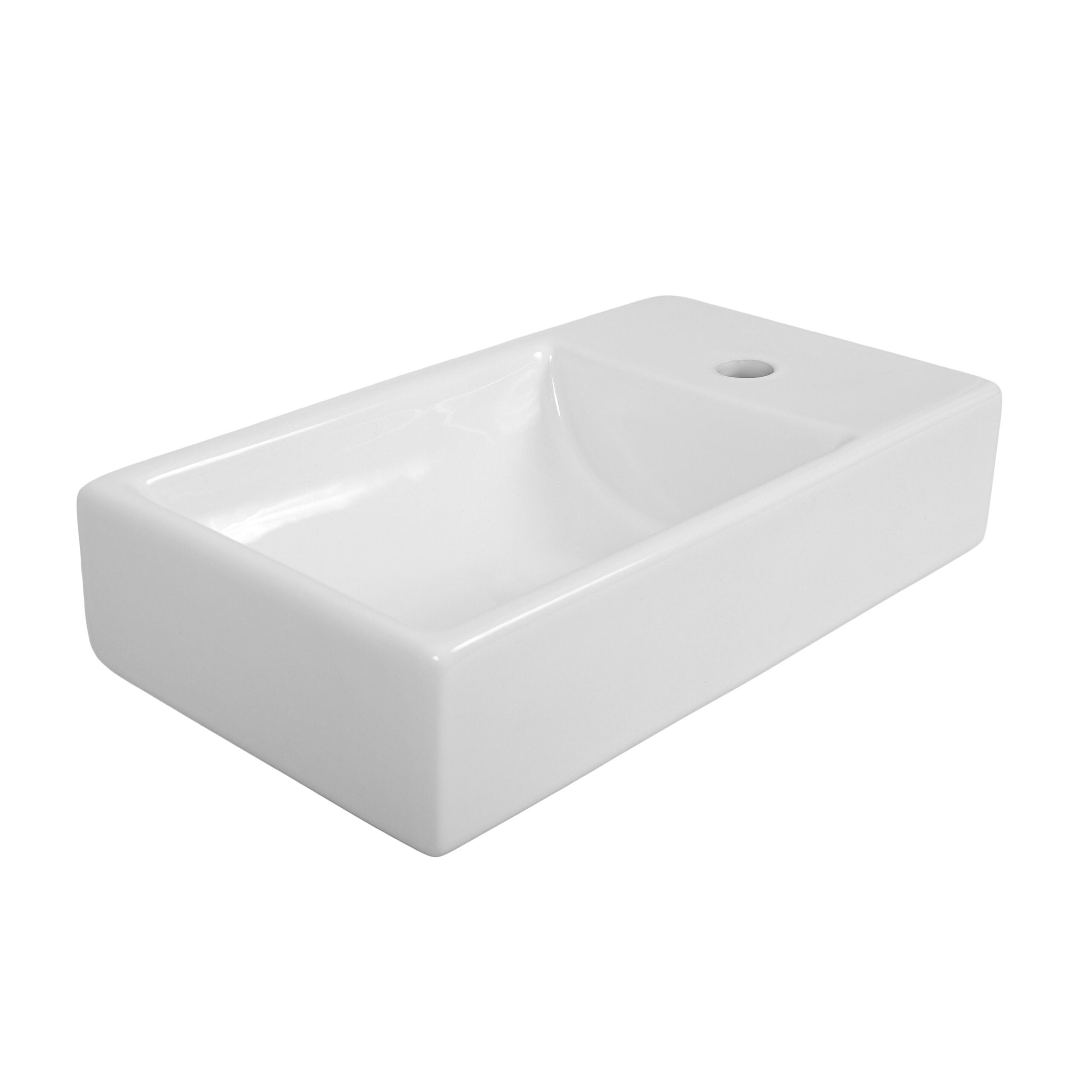 Lave mains en céramique, rectangulaire VITA blanc l.45 x P.100 x L26 cm - LPP - 5