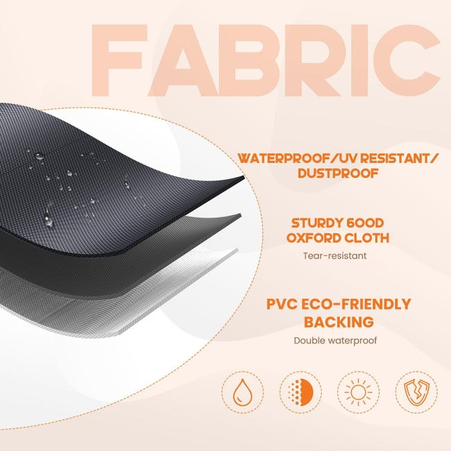 Copertura Impermeabile Per Mobili Da Giardino 242x182x100 Cm - Tessuto 420D Con Aperture Aria E Strisce Riflettenti - Foto 8