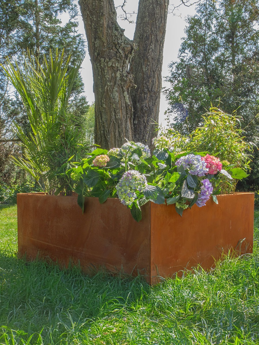 Acier Corten Jardinière Carré pour le jardin | (120x120x40cm) - 2