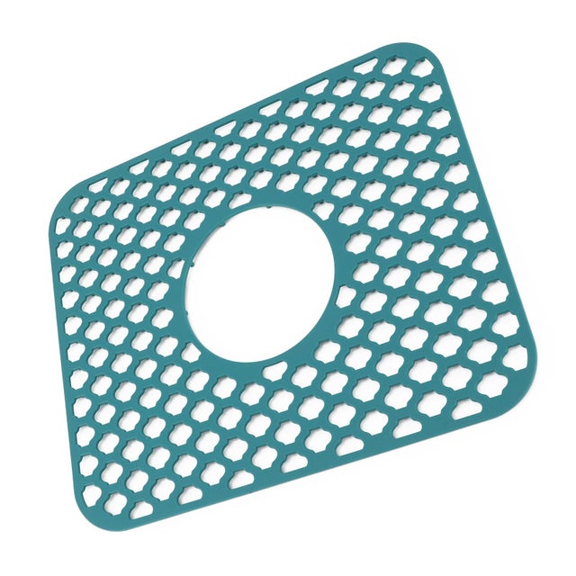 Tapis D'Évier Silicone Antidérapant 29,5x32 Cm – Nid D'Abeille Avec Trou Central, Protection Chaleur & Anti-Rayures