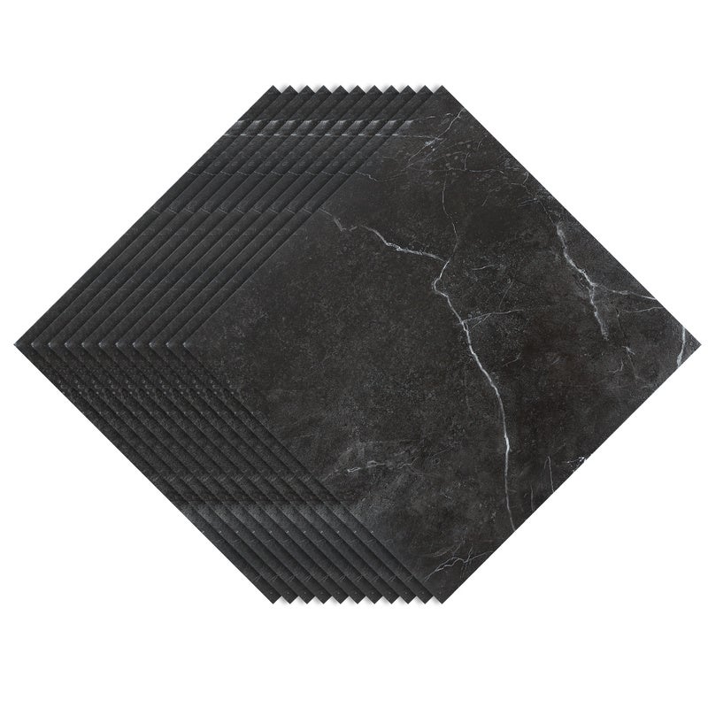 Suelo vinílico plano de pvc adhesivo, 55 piezas, 30 cm x 30 cm, ca. 5m², papel pintado impermeable autoadhesivo de pvc de mármol negro