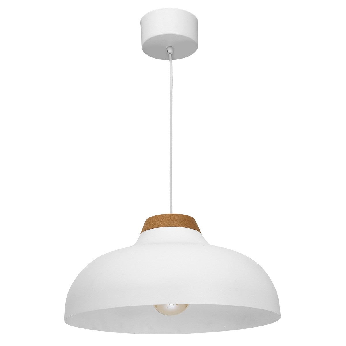 Lampa wisząca Burgos biały matowa-jasne drewno 1xE27x15W wym: 130 x 40 x 40 cm metal Luminex
