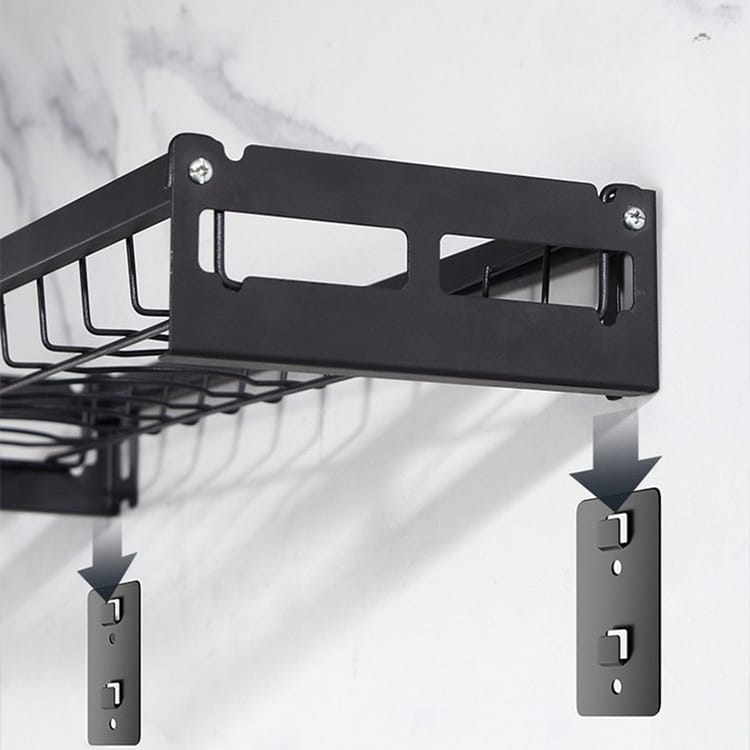 Lot de 2 étagères murales sans perçage, égouttoir à vaisselle en acier noir pour bols et assiettes, capacité 10 bols, 44 x 15 x 6 cm - 4