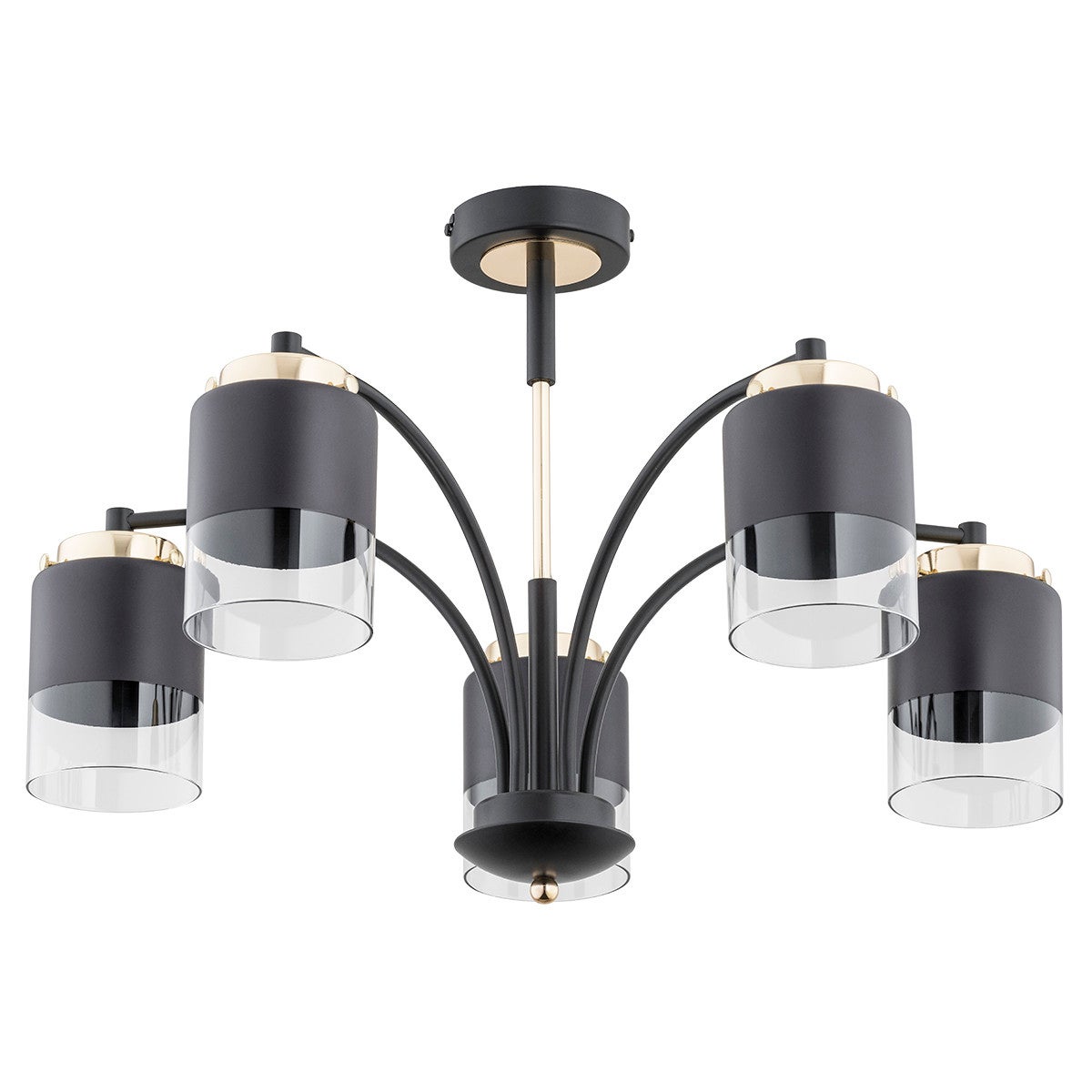Lampa wisząca Viola czarno-złota-przezroczysty 5xE27x15W dekoracyjna wym: 43 x 57 x 57 cm metal Alfa