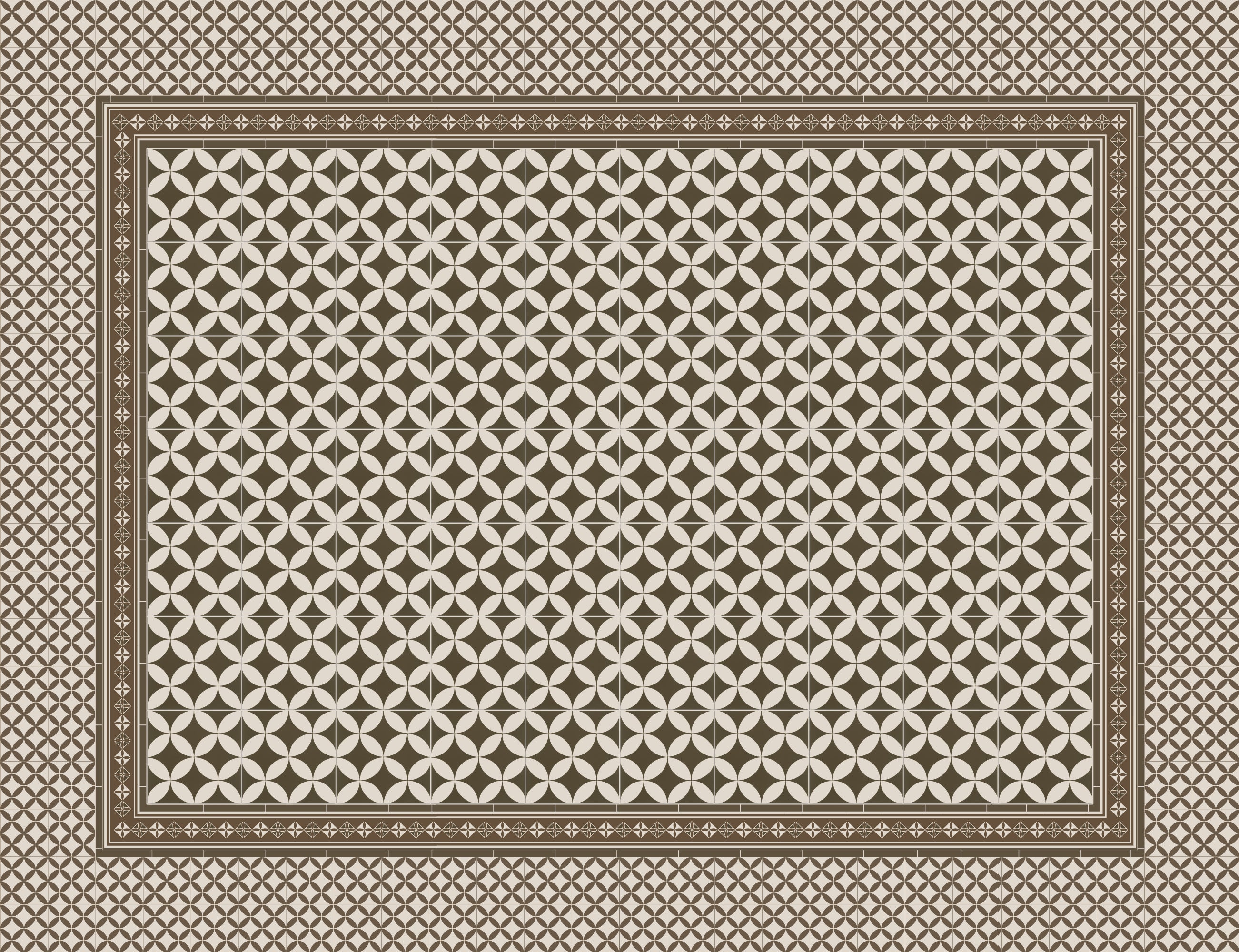 Dalia Sepia dywan winylowy 200x266 cm - antypoślizgowy dywan PVC do kuchni lub salonu, zmywalny, wodoodporny, w stylu hydraulicznym