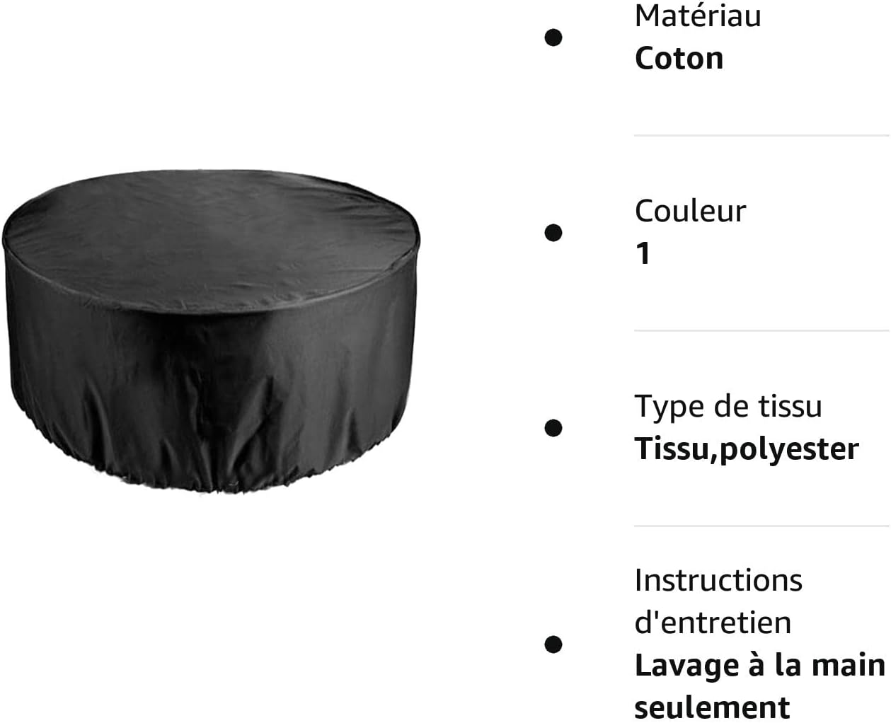 Housse de table de jardin 128x71cm, housse de mobilier de jardin imperméable en polyester 210D, housse de protection anti-poussière pour tables, chais - 4