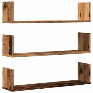 Set 2 Mensole Da Parete In Truciolato Legno Vecchio 75x18x20 Cm – Scaffali Decorativi E Portaoggetti