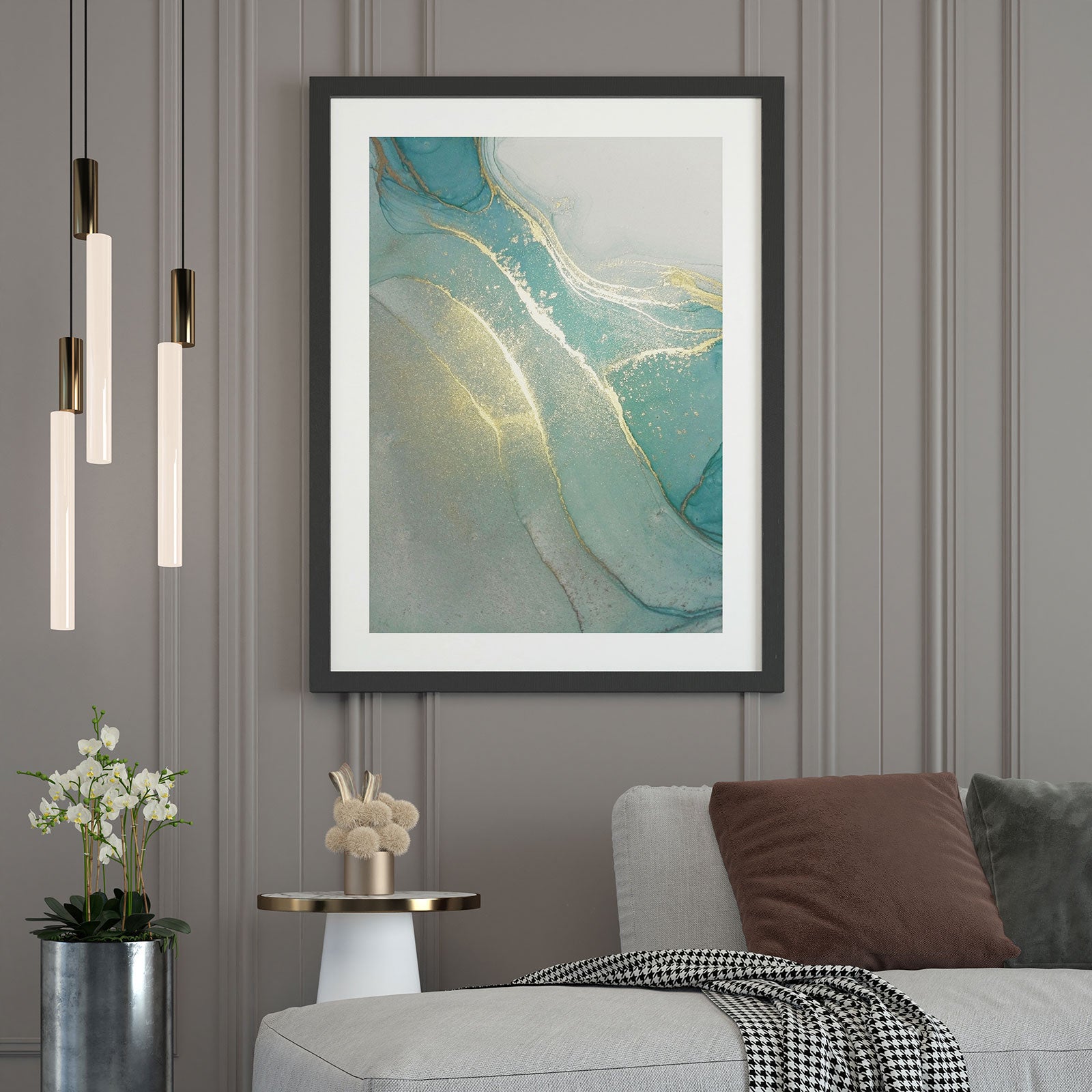 Specchio 89x183h Cm Con Cornice Astratta Bianca - Magritte