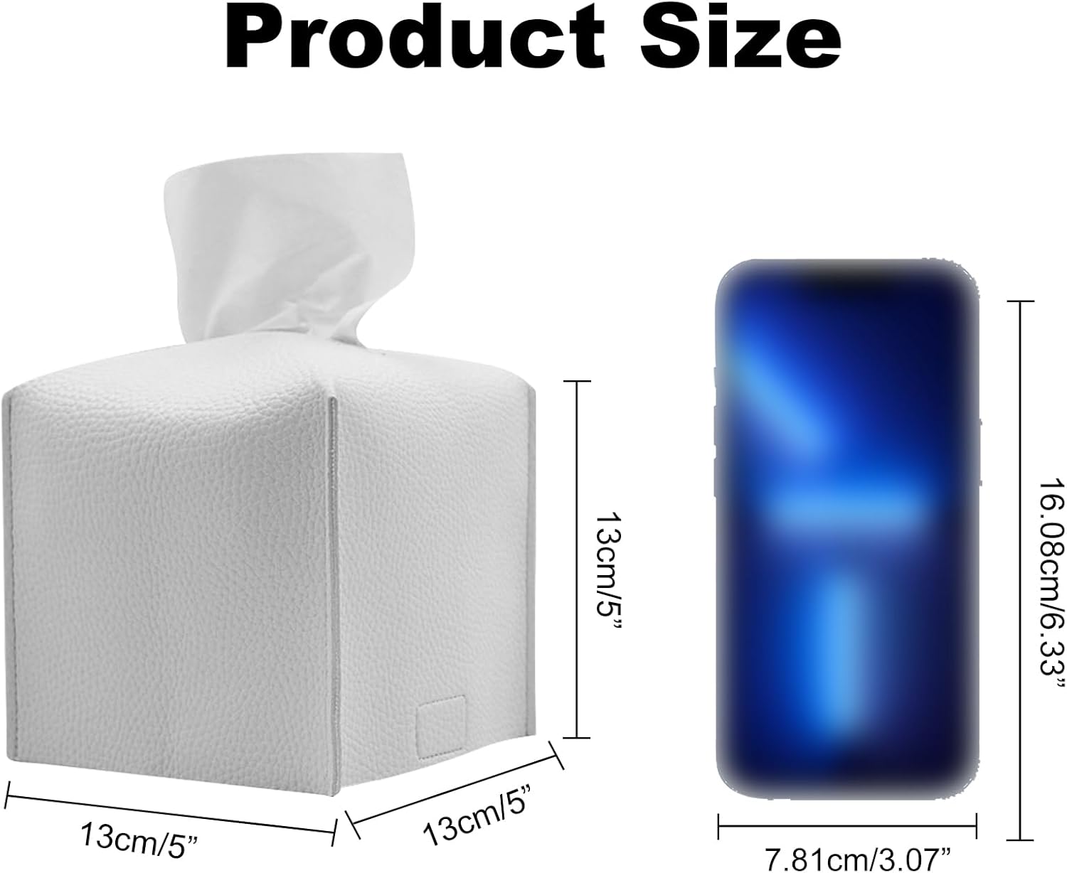 Kwadratowe pudełko na chusteczki ze sztucznej skóry, nowoczesne, wodoodporne pudełko na chusteczki z paskiem u dołu, składane ozdobne pudełko na chus - 2