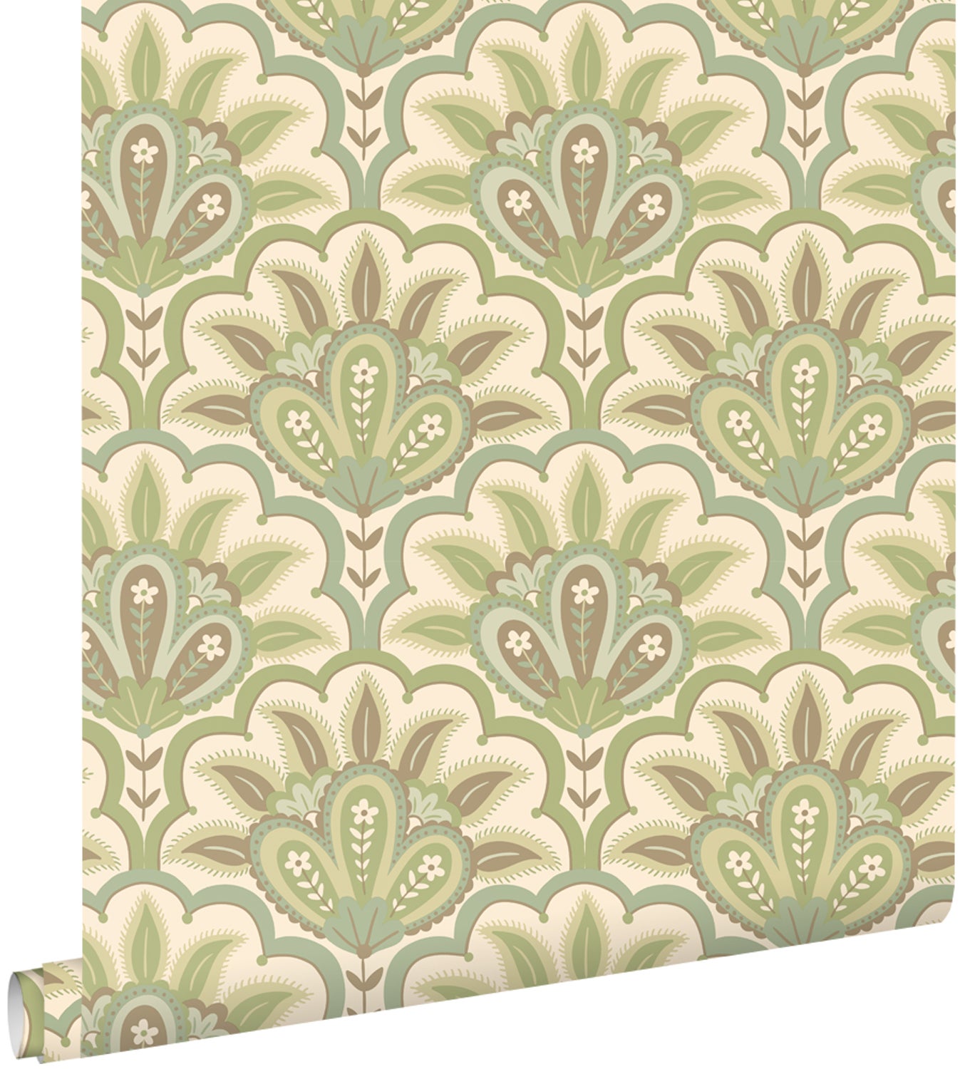 Tapeta orientalny barokowy motyw zielonym - 50 x 900 cm - ESTAHOME