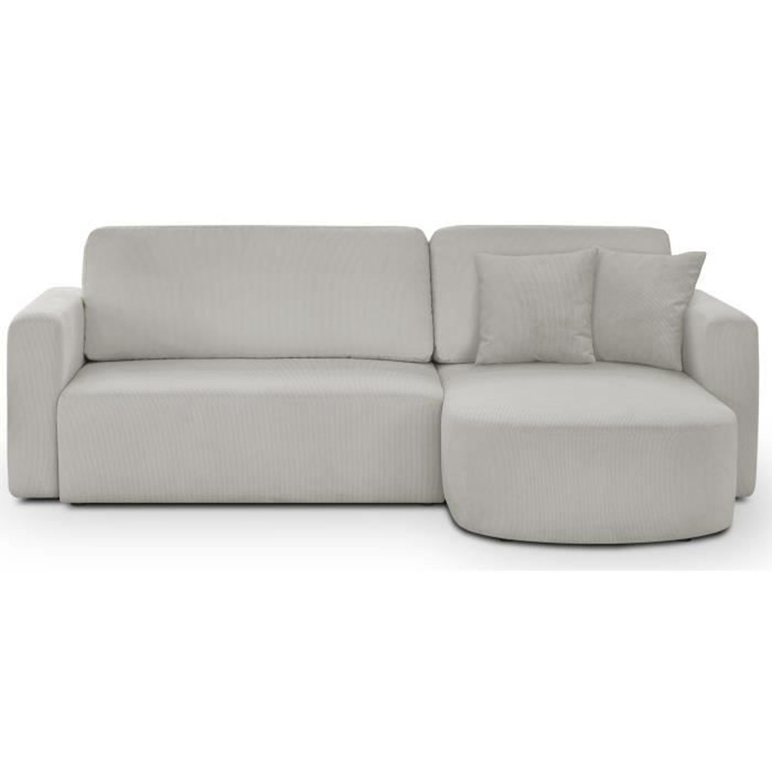Sofá esquinero convertible y reversible de 3 plazas galet - pana gris - caja de almacenamiento - 238 x 154 x 86 cm