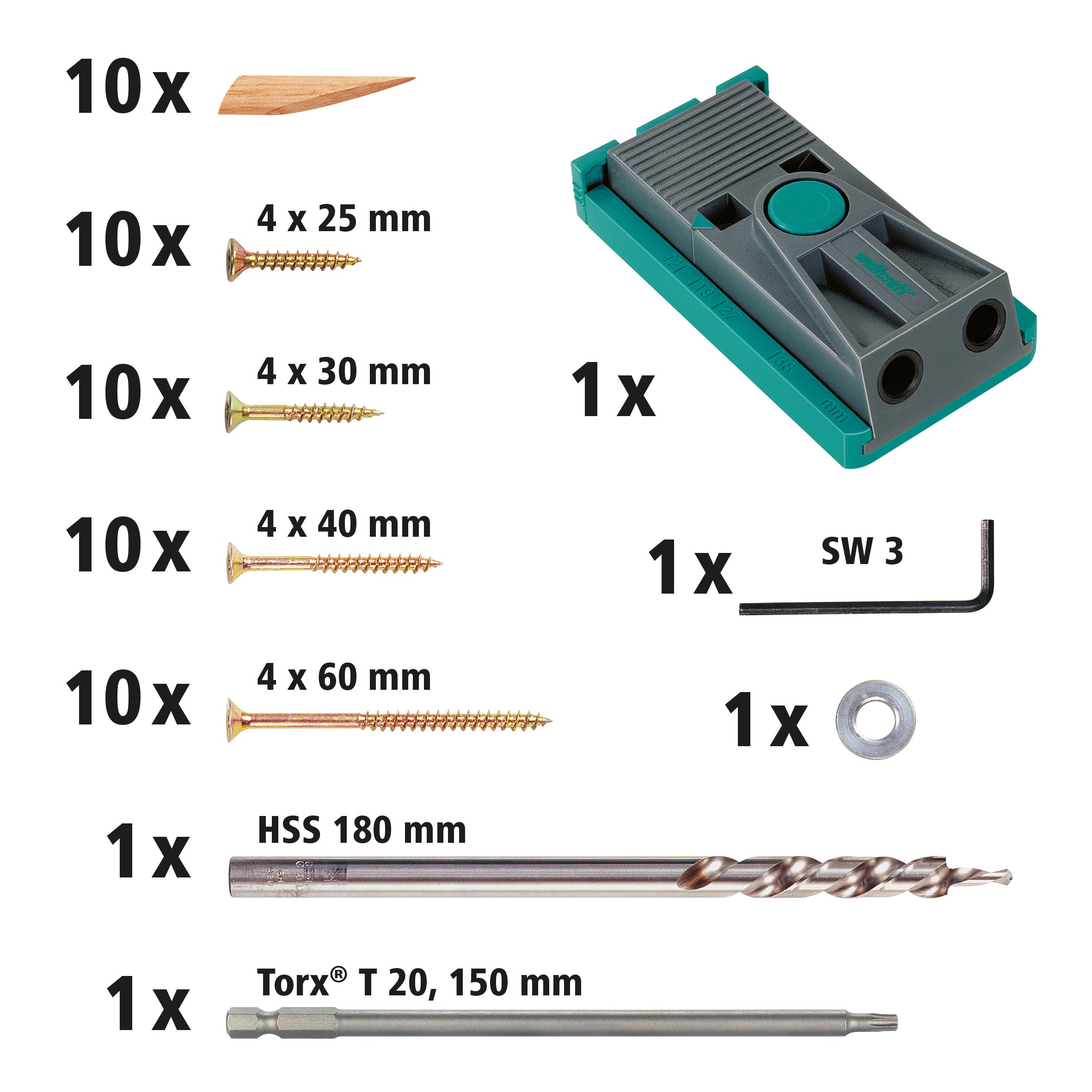 Coffret d'Assemblage Invisible Undercover Jig, Tête de vis Torx - Assemblage en angle, en T et à plat - wolfcraft 4642100 - 2