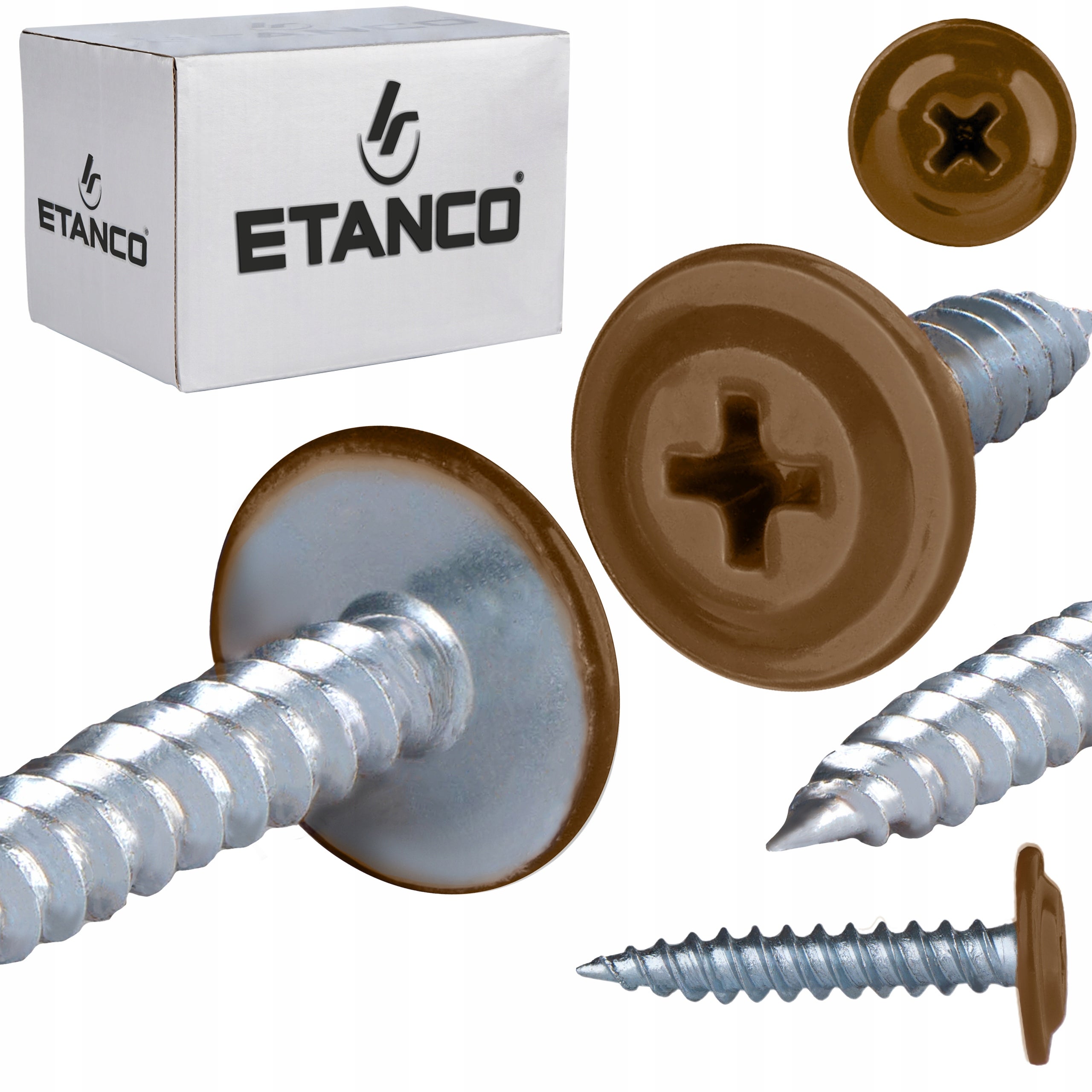 Wkręty podkładkowe Etanco do drewna 4,2x25mm, RAL8003 GM-S 250szt.