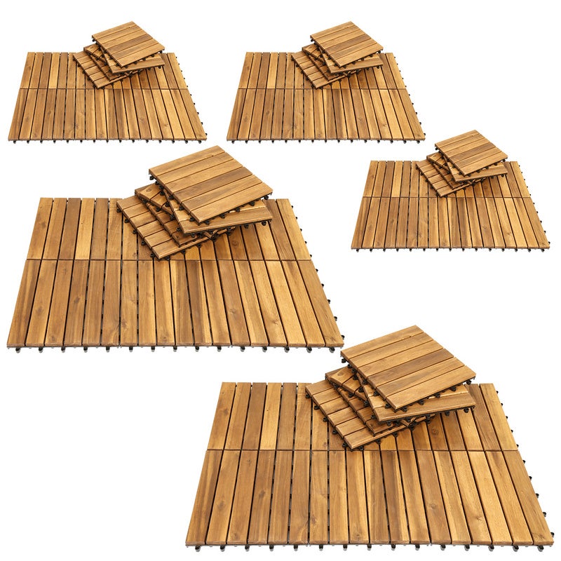 27 Dalles De Terrasse Bois Acacia - 30x30 Cm - Huilées - NEUF